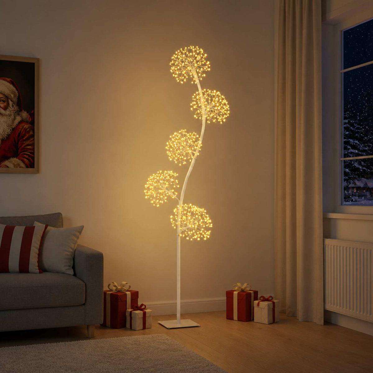 S-Shape LED Christmas Tree White 20 x 20 x 175 cm Steel