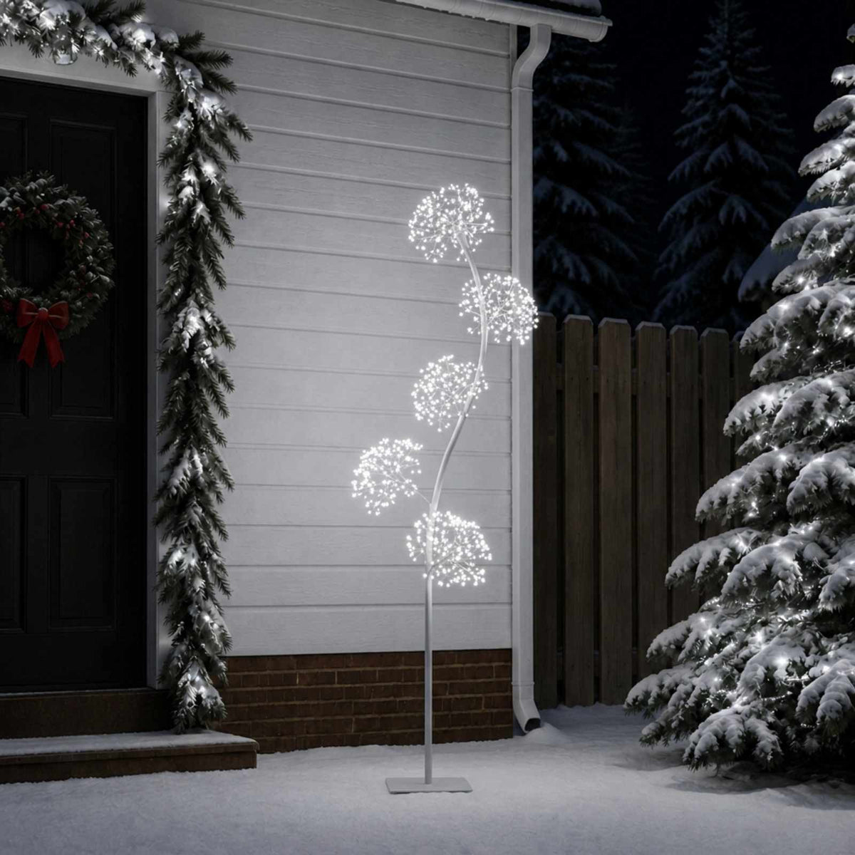S-Shape LED Christmas Tree White 20 x 20 x 175 cm Steel