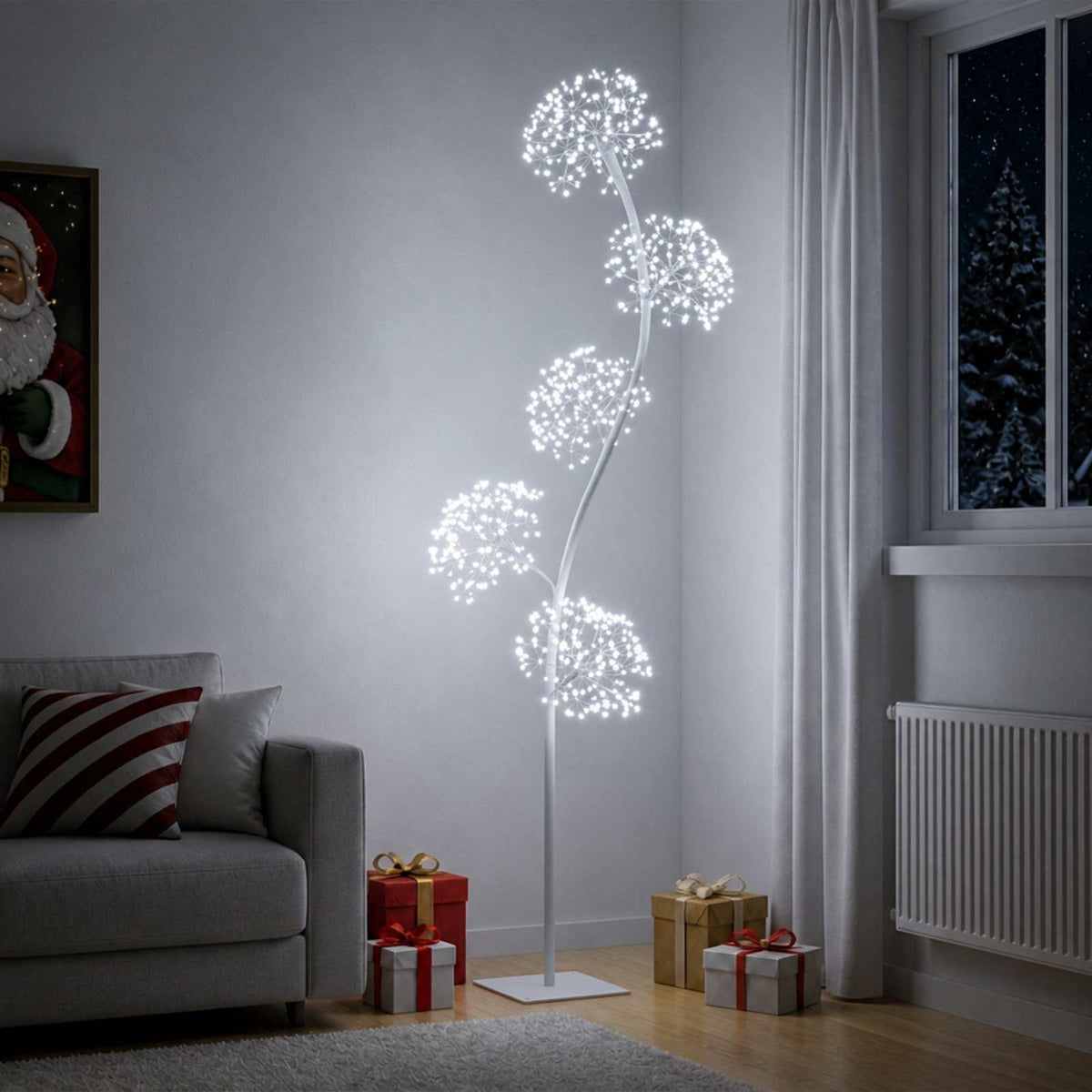S-Shape LED Christmas Tree White 20 x 20 x 175 cm Steel
