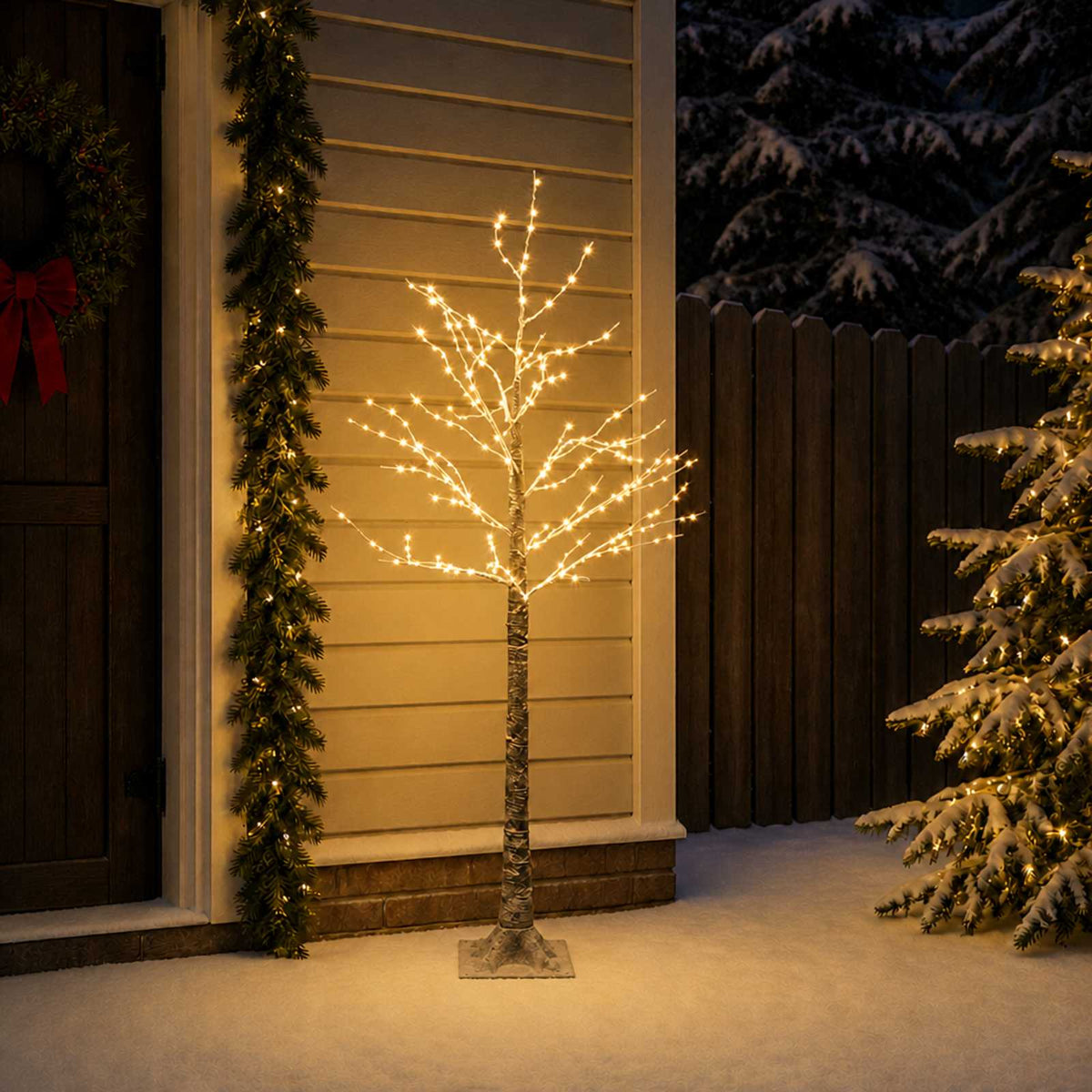 Snow-Covered LED Christmas Tree Brown 22 x 22 x 120 cm Plastic