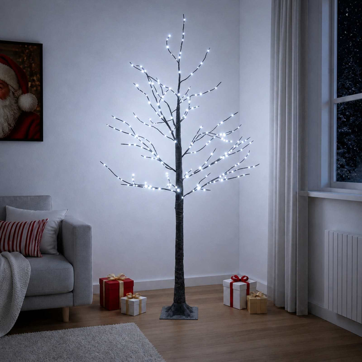 Snow-Covered LED Christmas Tree Brown 22 x 22 x 120 cm Plastic