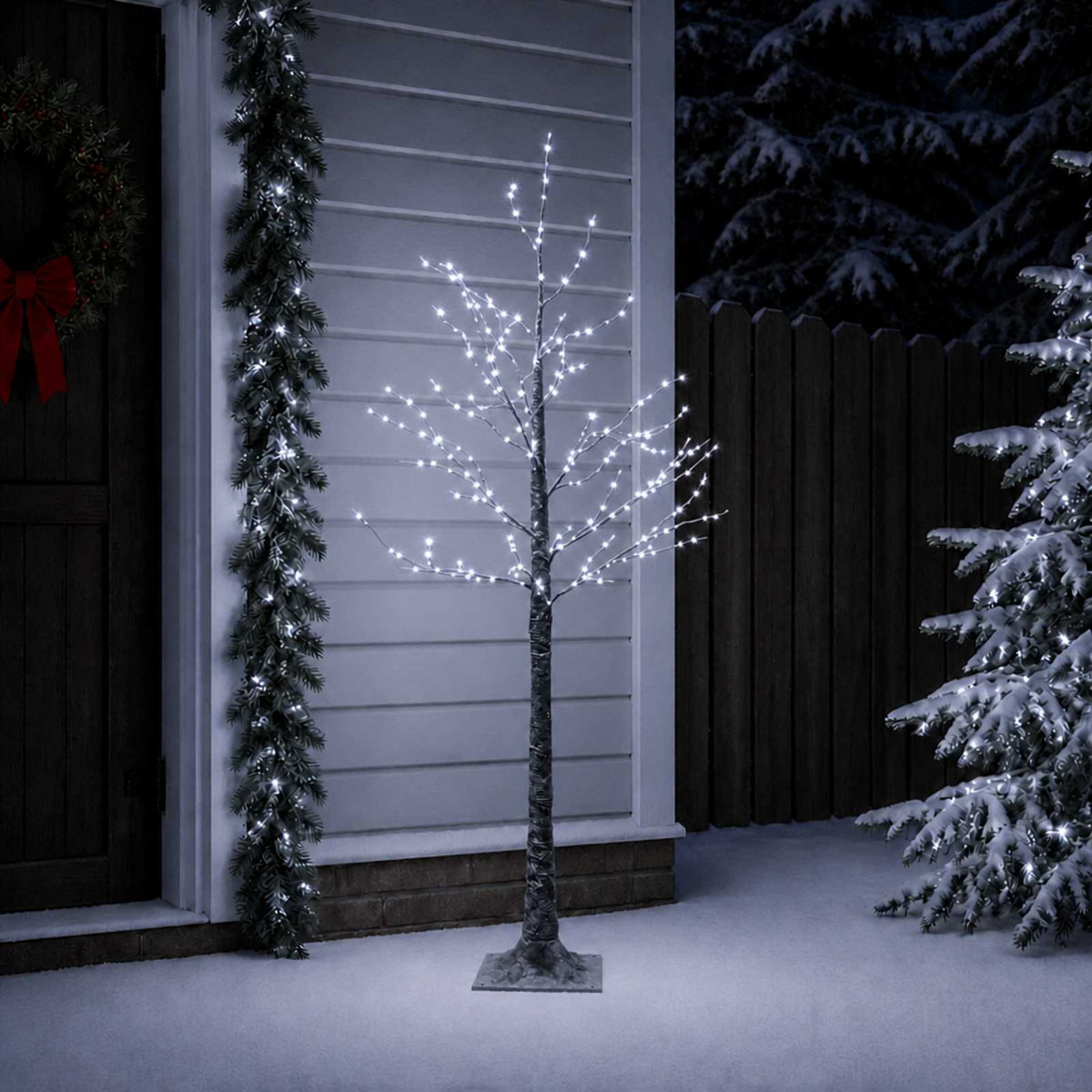 Snow-Covered LED Christmas Tree Brown 22 x 22 x 120 cm Plastic