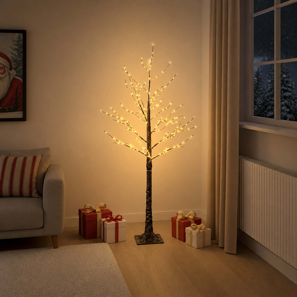 Snow-Covered LED Christmas Tree Brown 22 x 22 x 150 cm Plastic