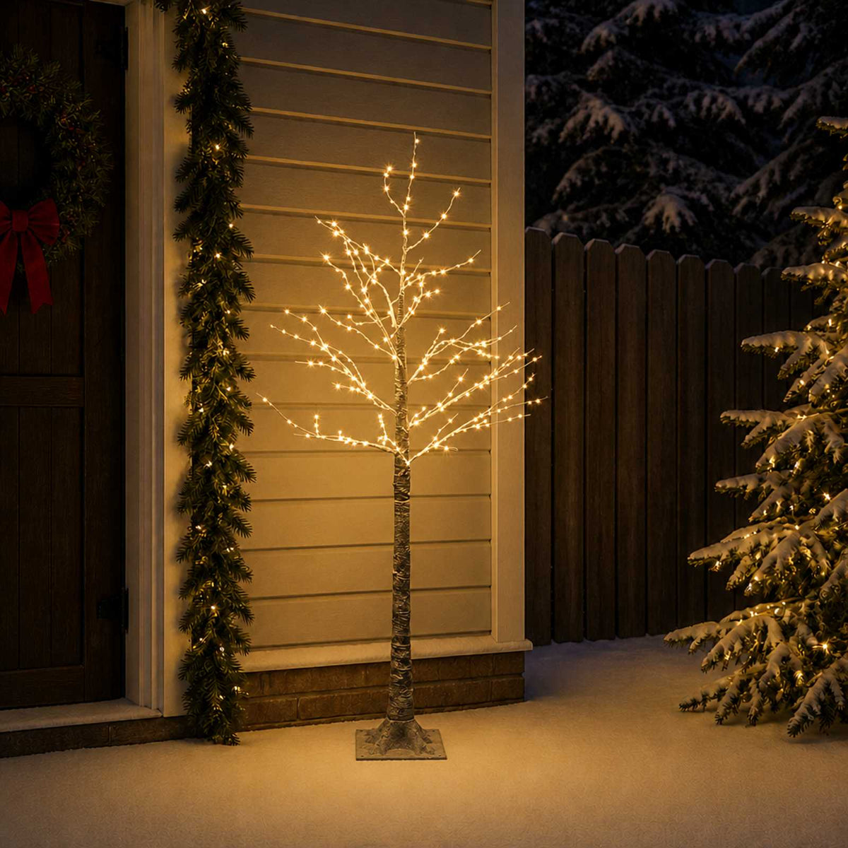 Snow-Covered LED Christmas Tree Brown 22 x 22 x 150 cm Plastic