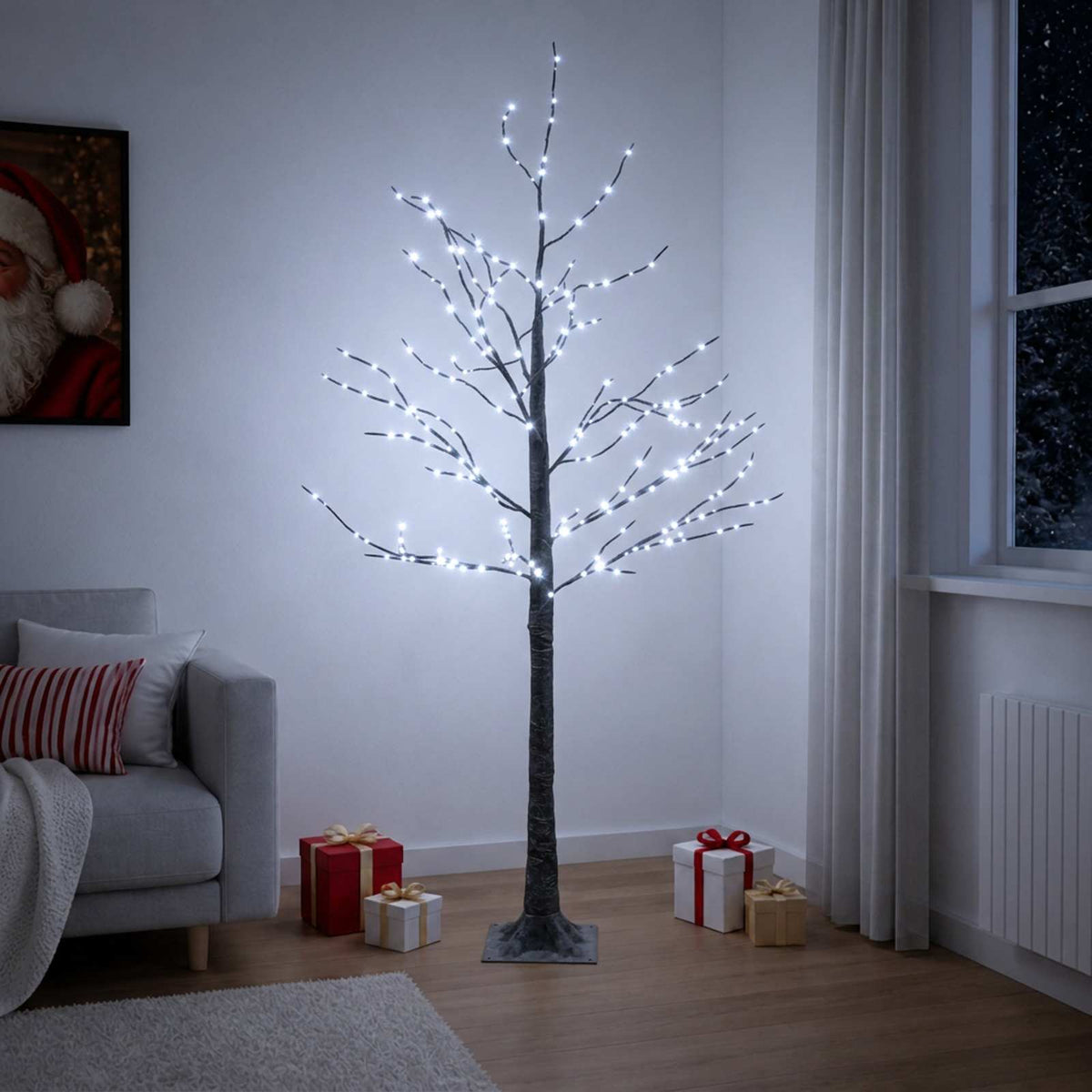 Snow-Covered LED Christmas Tree Brown 22 x 22 x 150 cm Plastic