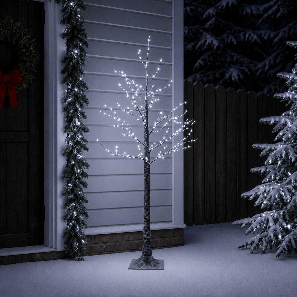Snow-Covered LED Christmas Tree Brown 22 x 22 x 150 cm Plastic