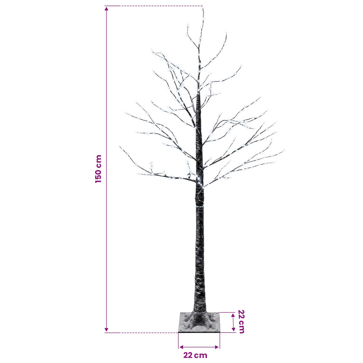 Snow-Covered LED Christmas Tree Brown 22 x 22 x 150 cm Plastic