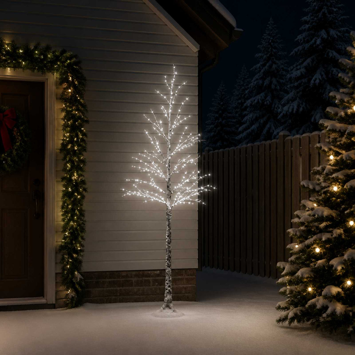 Snow-Covered LED Christmas Tree Brown 25 x 25 x 210 cm Plastic