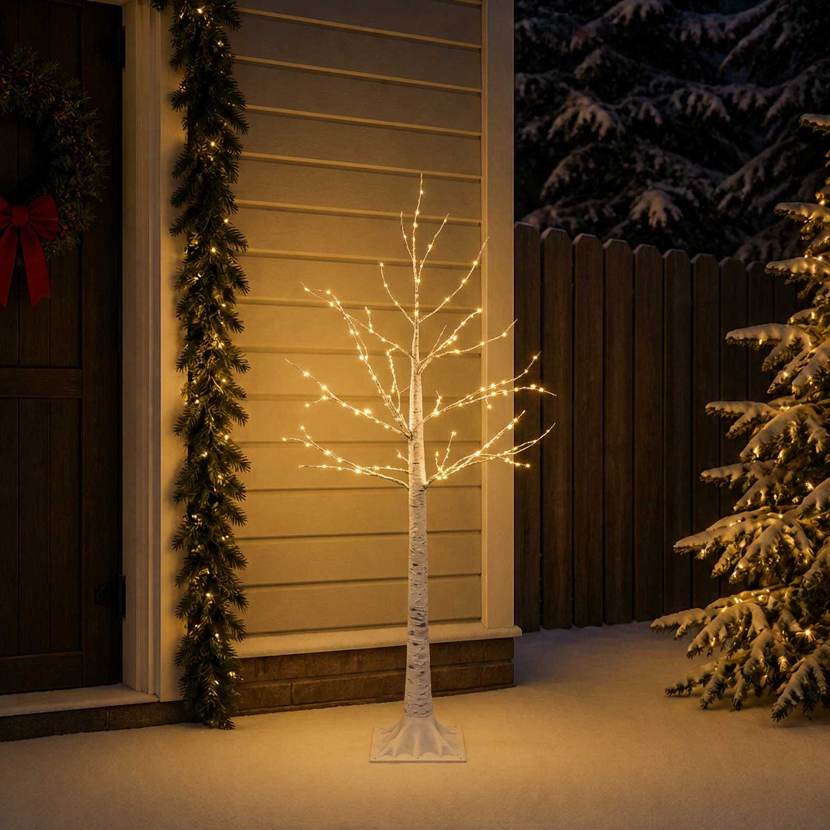 Birch Christmas Tree White 22 x 22 x 150 cm Plastic 232 LEDs