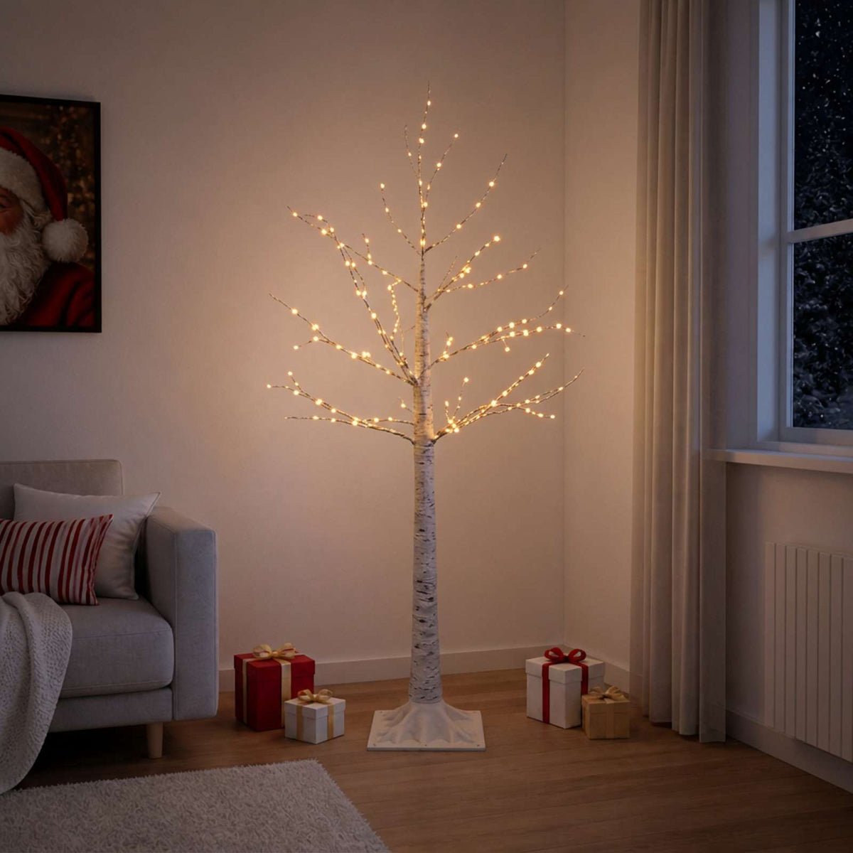 Birch Christmas Tree White 22 x 22 x 150 cm Plastic 232 LEDs