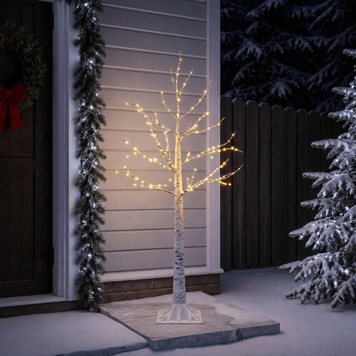 Birch Christmas Tree White 22 x 22 x 150 cm Plastic 232 LEDs
