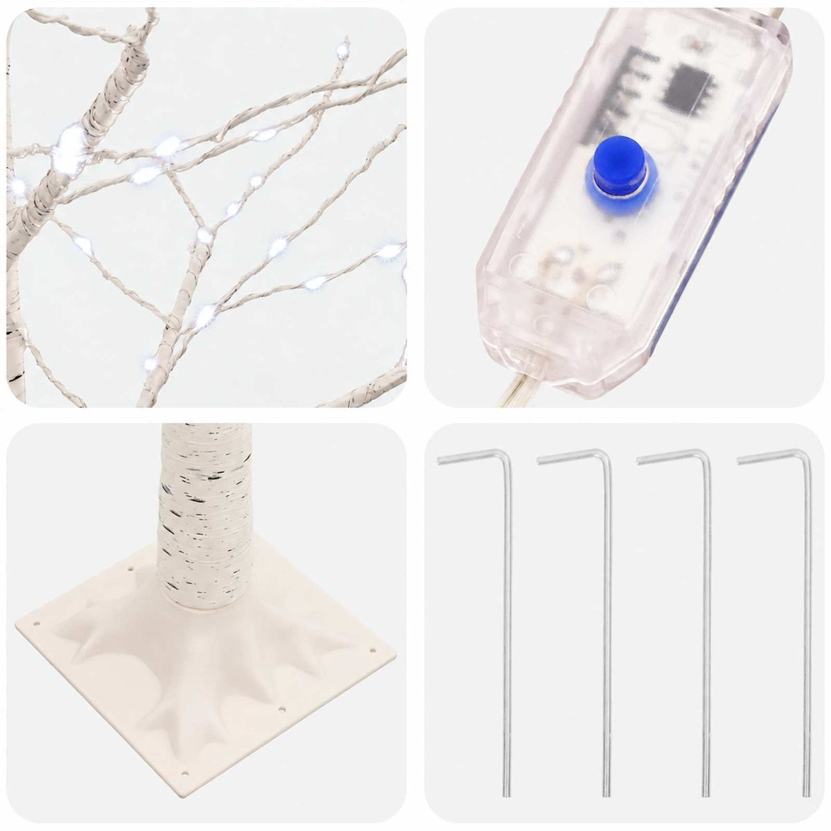 Birch Christmas Tree White 22 x 22 x 120 cm Plastic 174 LEDs