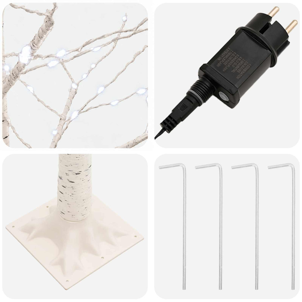 Birch Christmas Tree White 25 x 25 x 240 cm Plastic 493 LEDs