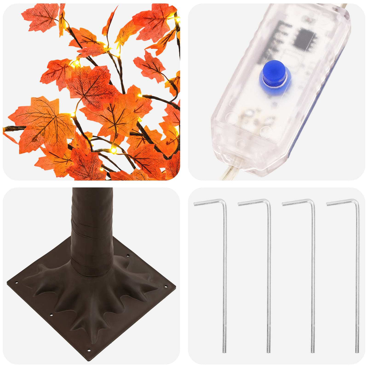 LED Maple Christmas Tree Brown 120 cm Plastic 48 LEDs