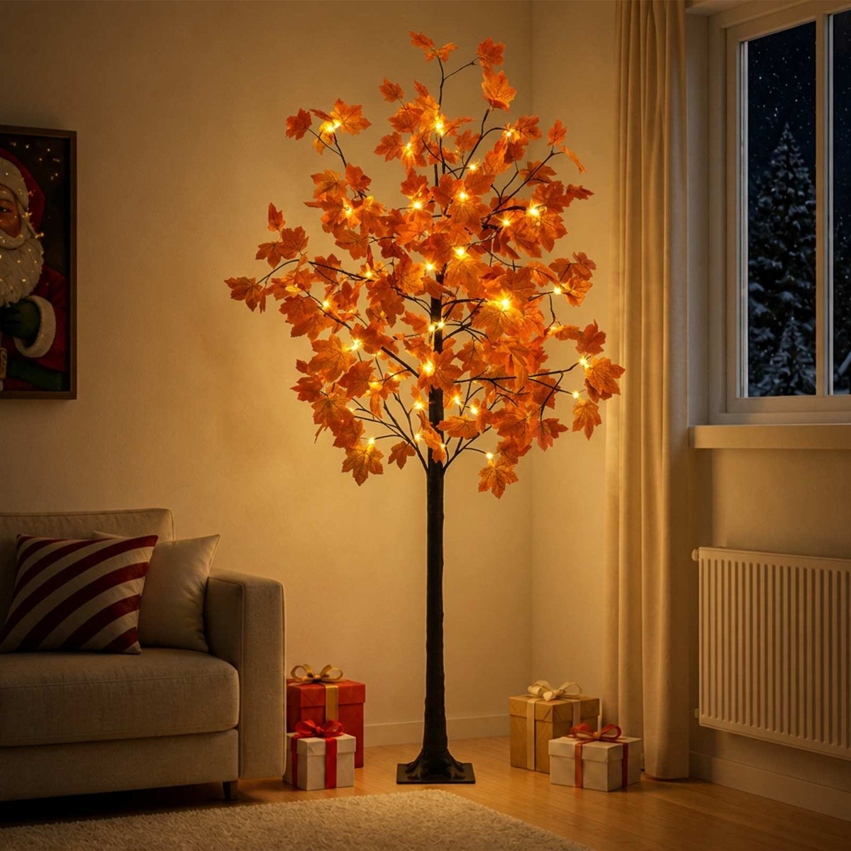 LED Maple Christmas Tree Brown 180 cm Plastic 120 LEDs