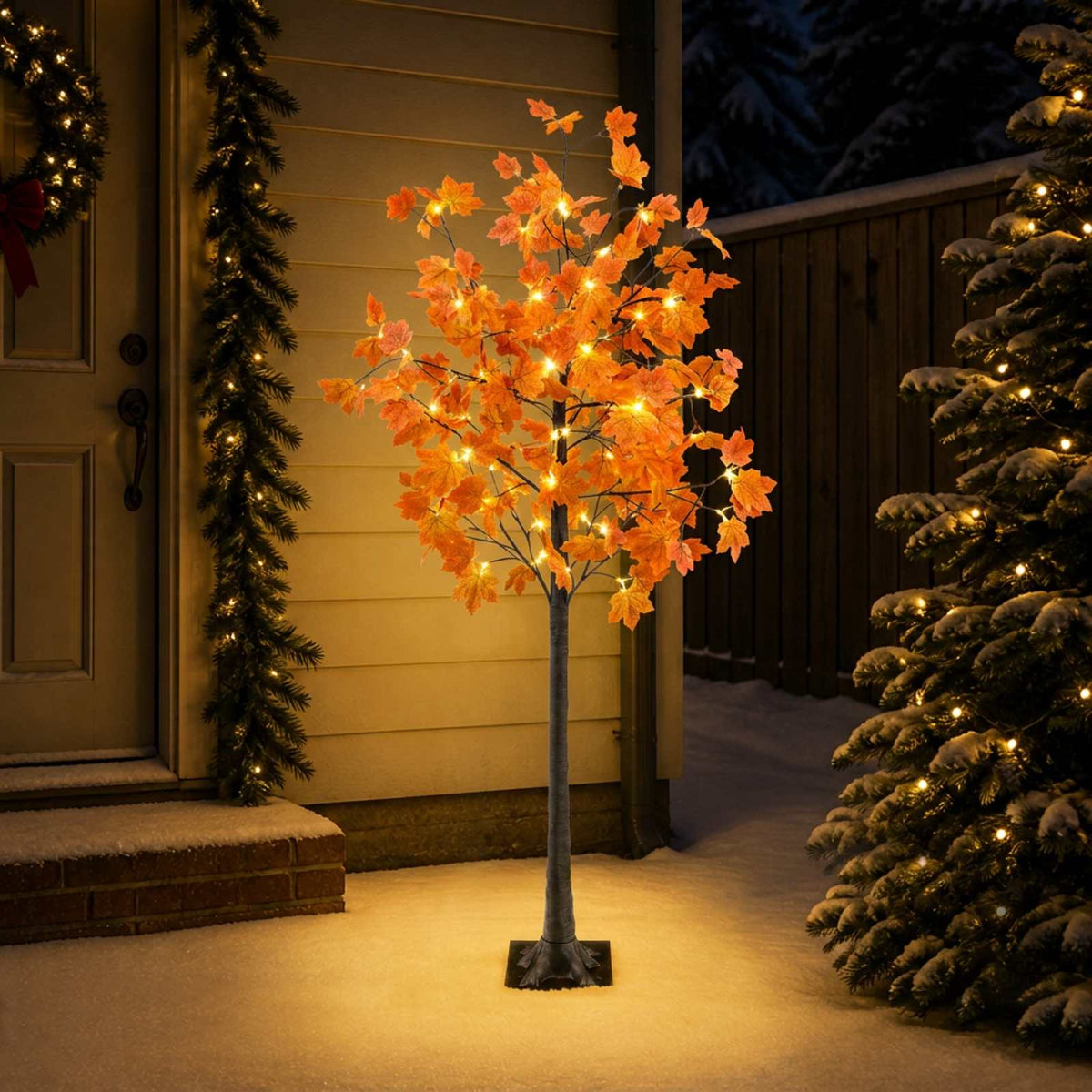 LED Maple Christmas Tree Brown 180 cm Plastic 120 LEDs