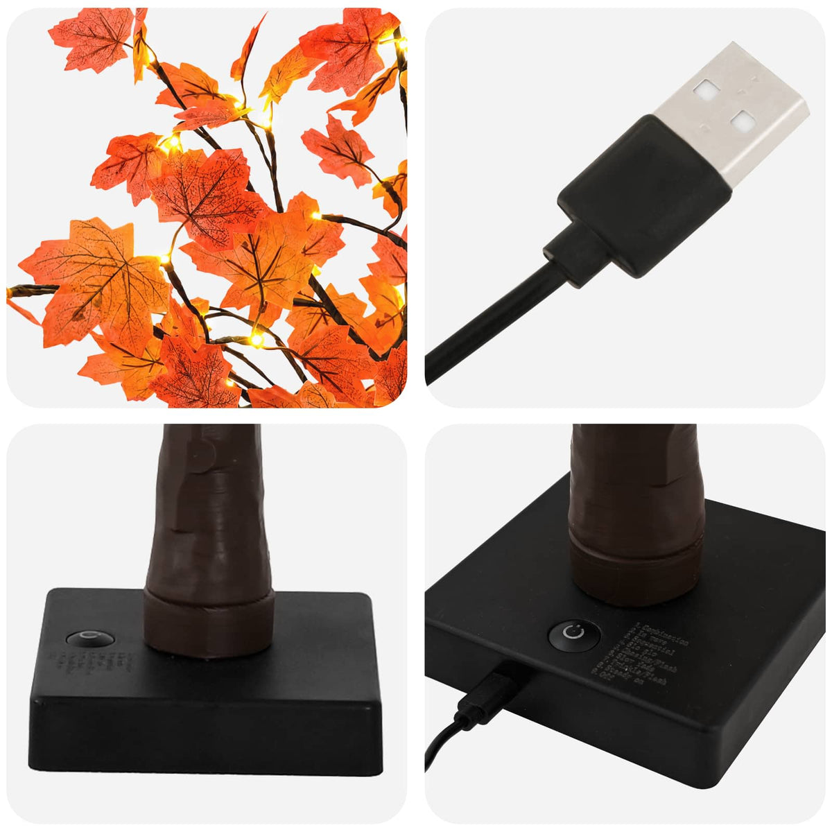 LED Maple Christmas Tree 2 pcs Brown 58 cm Plastic 48 LEDs