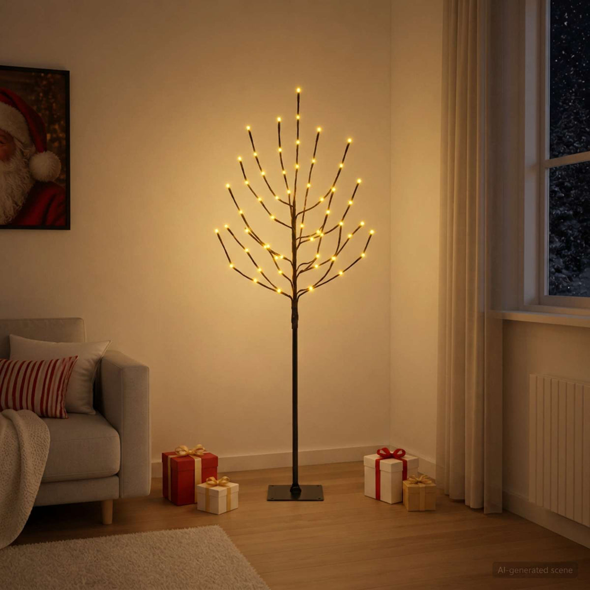 LED Christmas Tree Black 18 x 18 x 150 cm Steel 140 LEDs