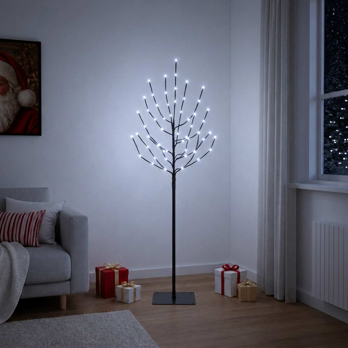 LED Christmas Tree Black 150 cm Steel 140 LEDs