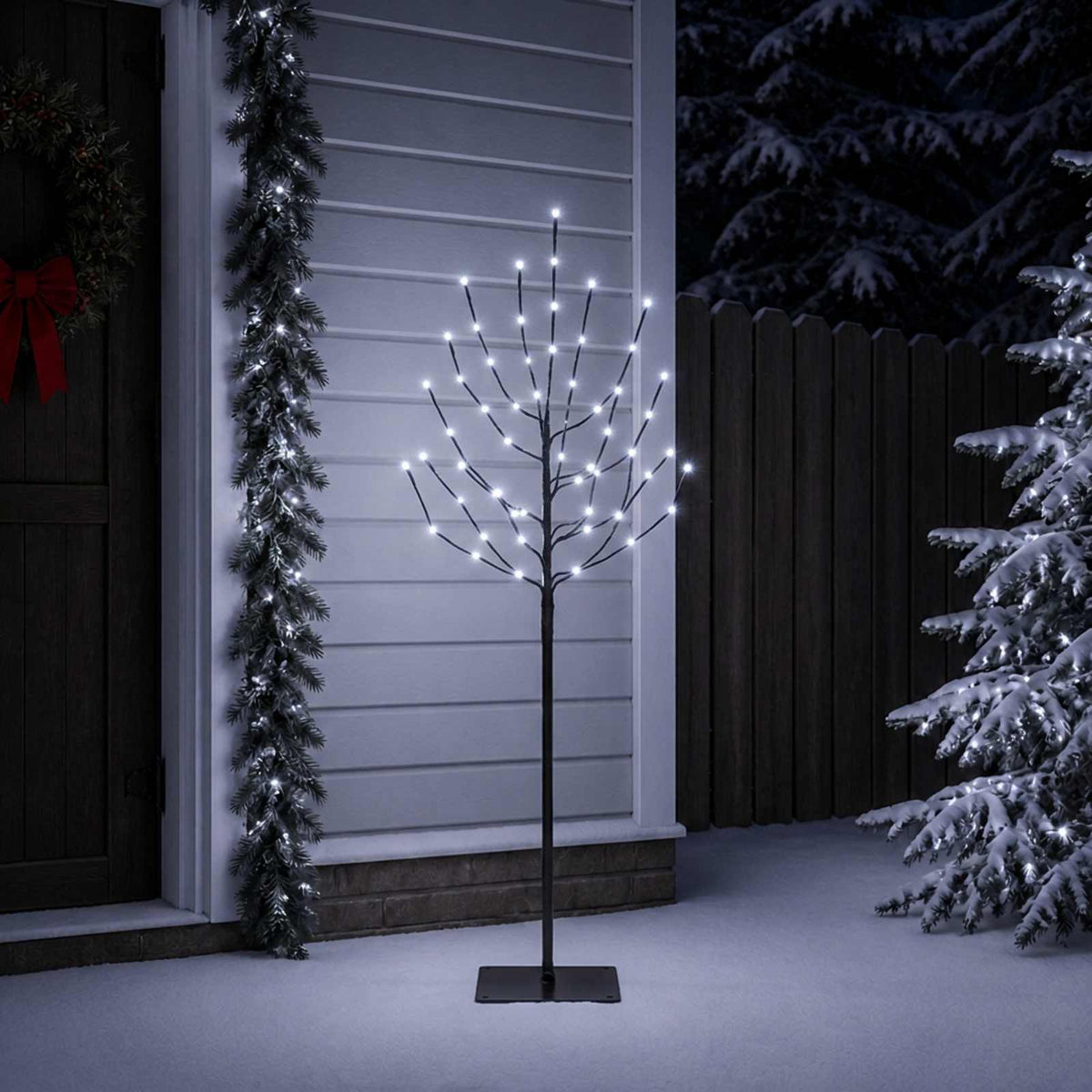 LED Christmas Tree Black 150 cm Steel 140 LEDs