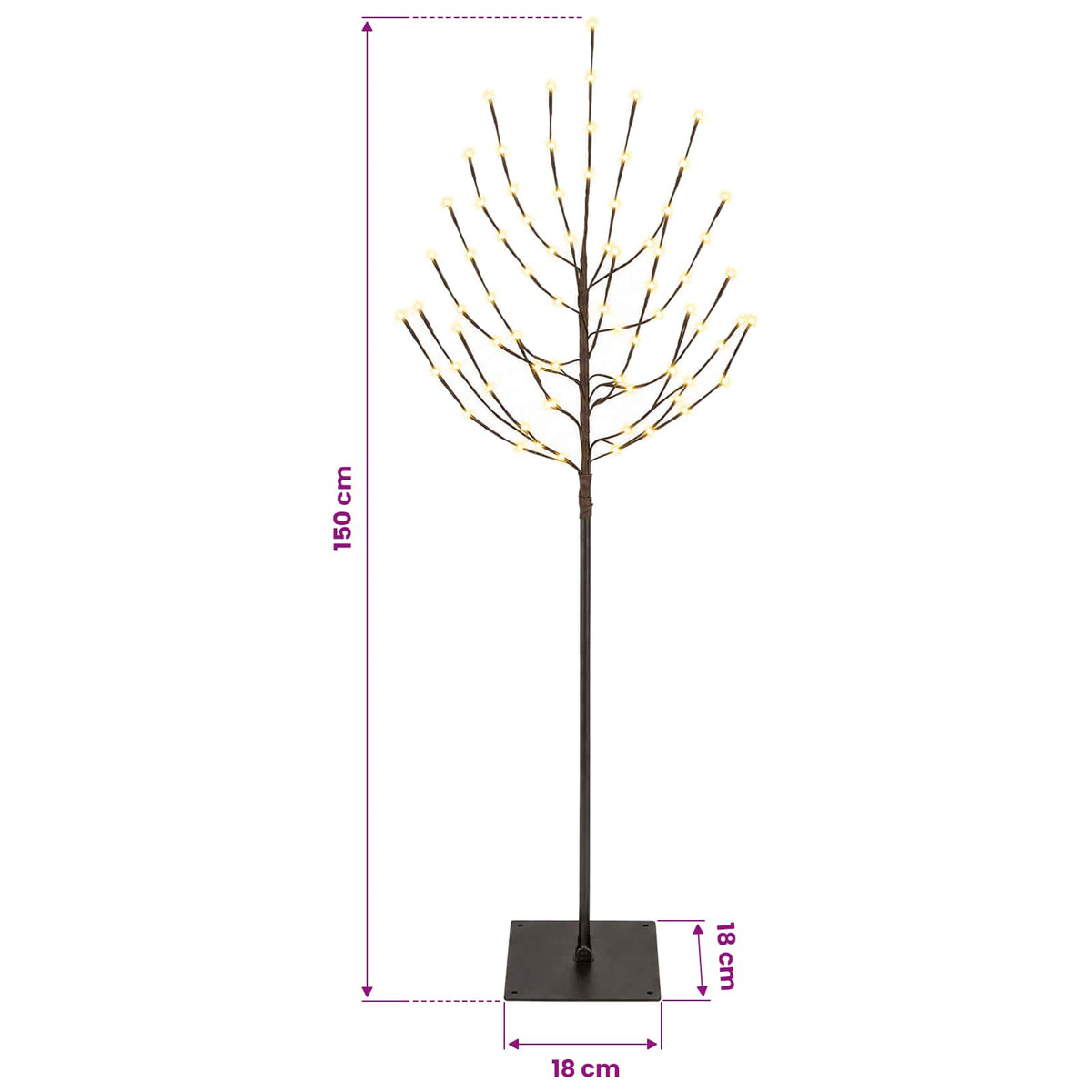 LED Christmas Tree Black 18 x 18 x 150 cm Steel 140 LEDs