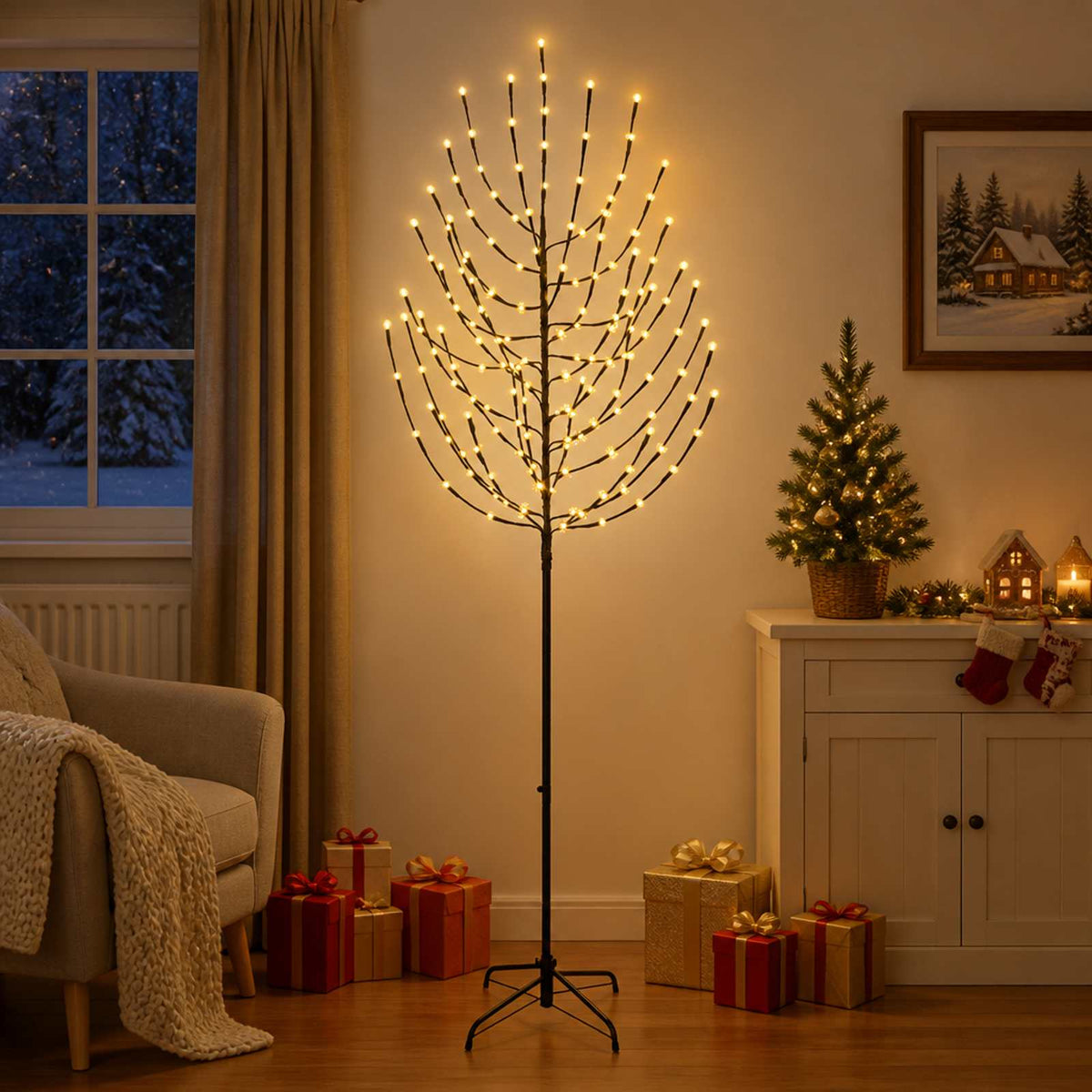 LED Christmas Tree Black 210 cm Steel 180 LEDs
