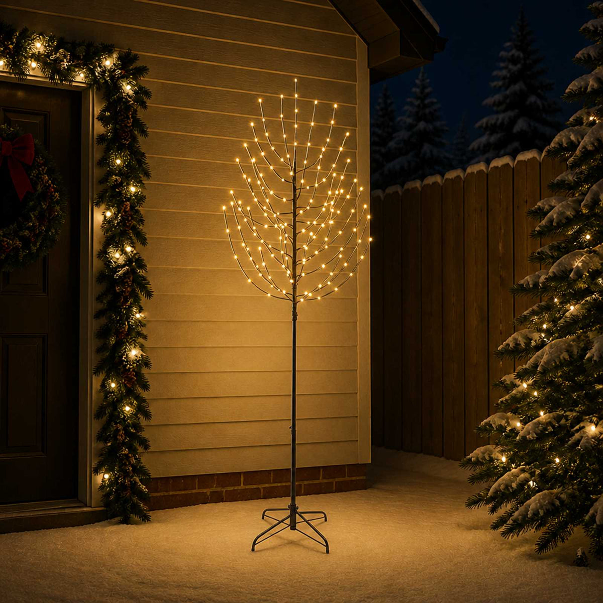 LED Christmas Tree Black 210 cm Steel 180 LEDs