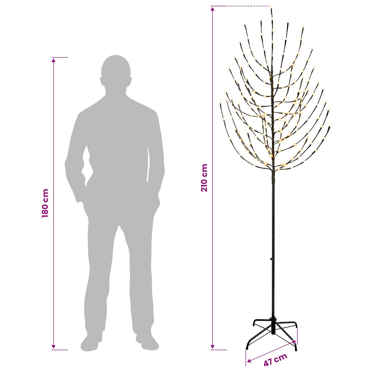 LED Christmas Tree Black 210 cm Steel 180 LEDs