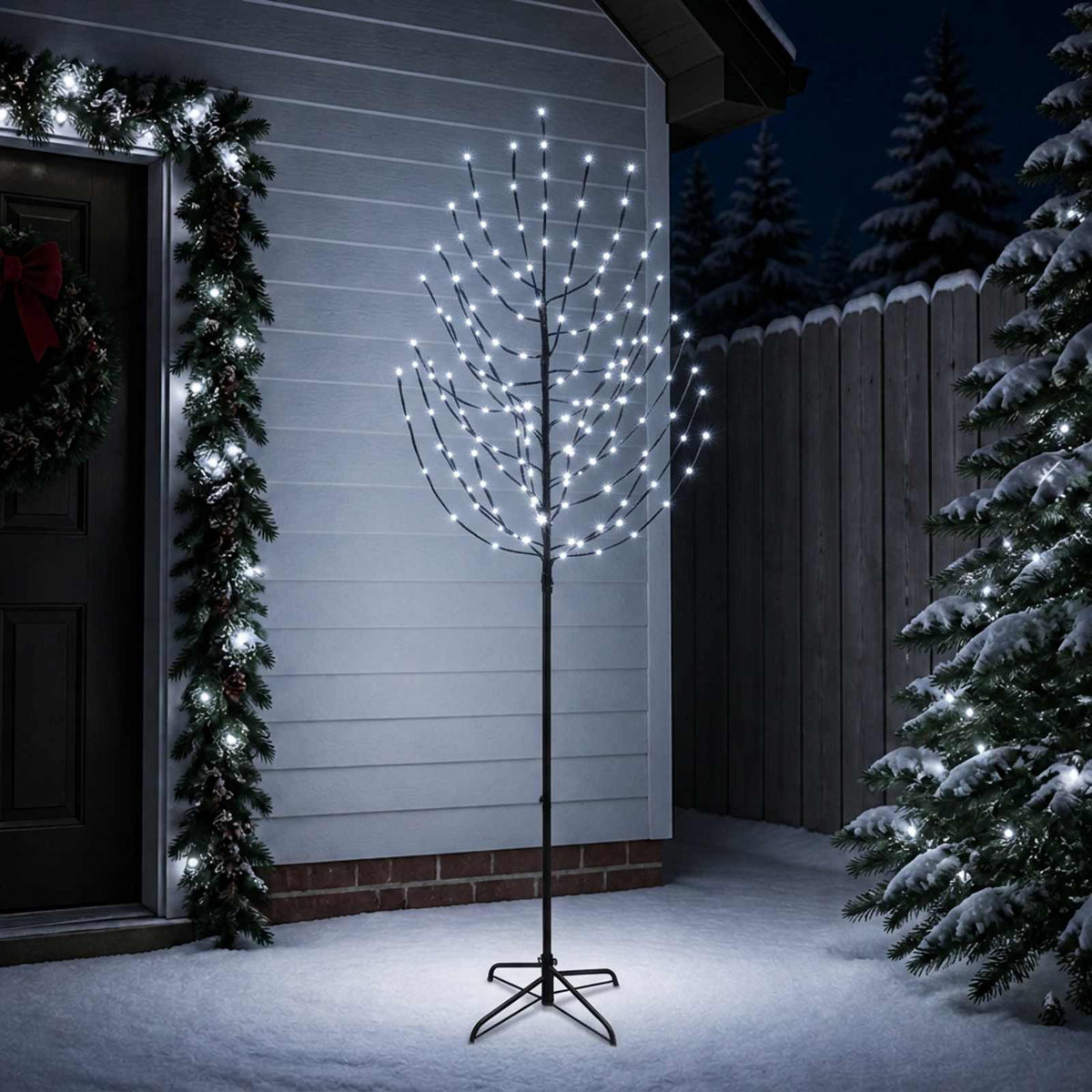 LED Christmas Tree Black 240 cm Steel 220 LEDs