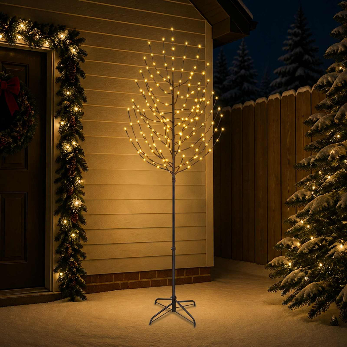 LED Christmas Tree Black 47 x 240 cm Steel 220 LEDs