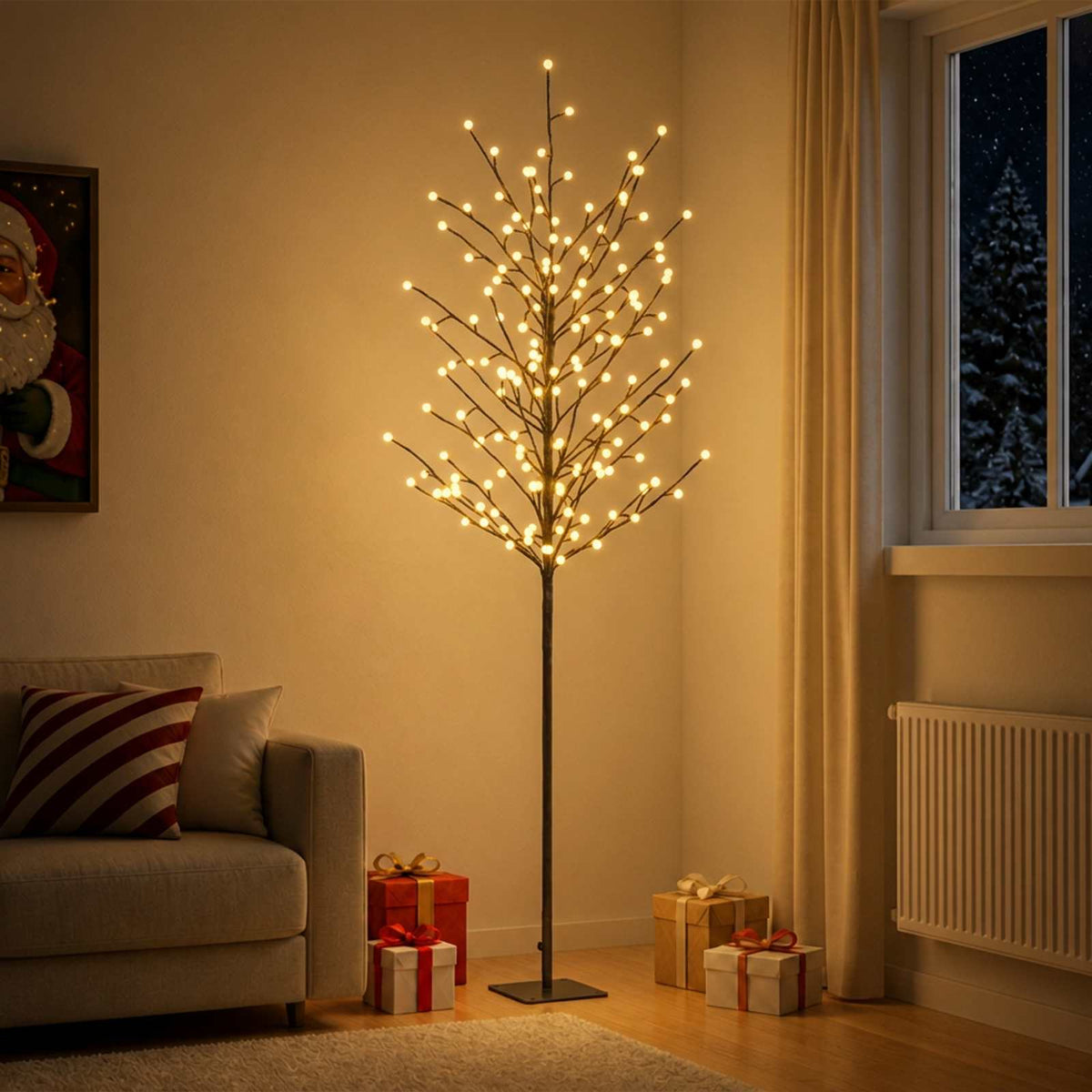 LED Ball Christmas Tree Black 180 cm Steel 220 LEDs