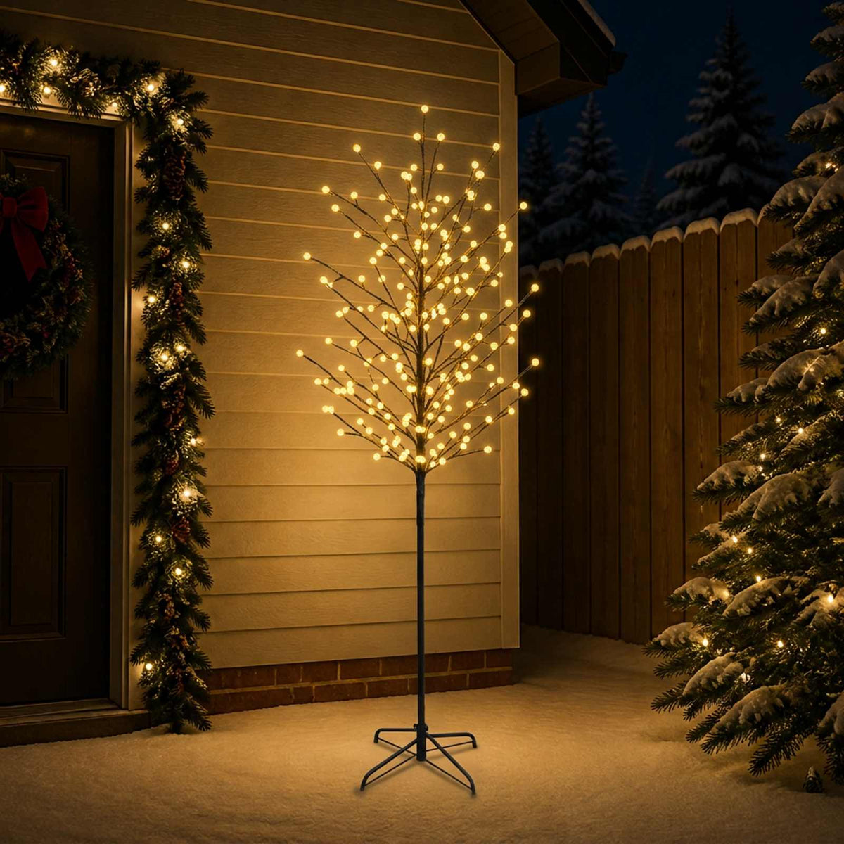 LED Ball Christmas Tree Black 210 cm Steel 250 LEDs