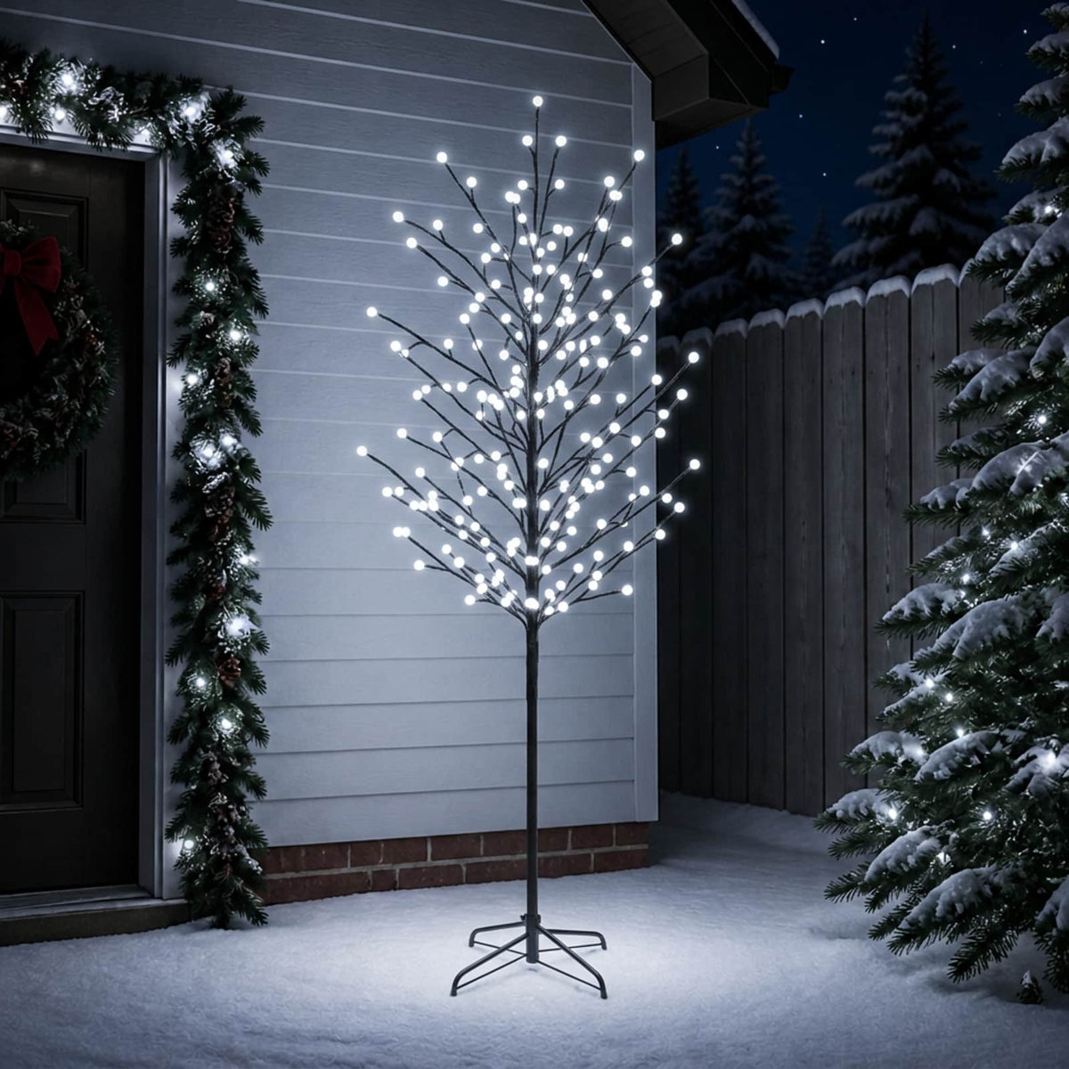 LED Ball Christmas Tree Black 240 cm Steel 280 LEDs