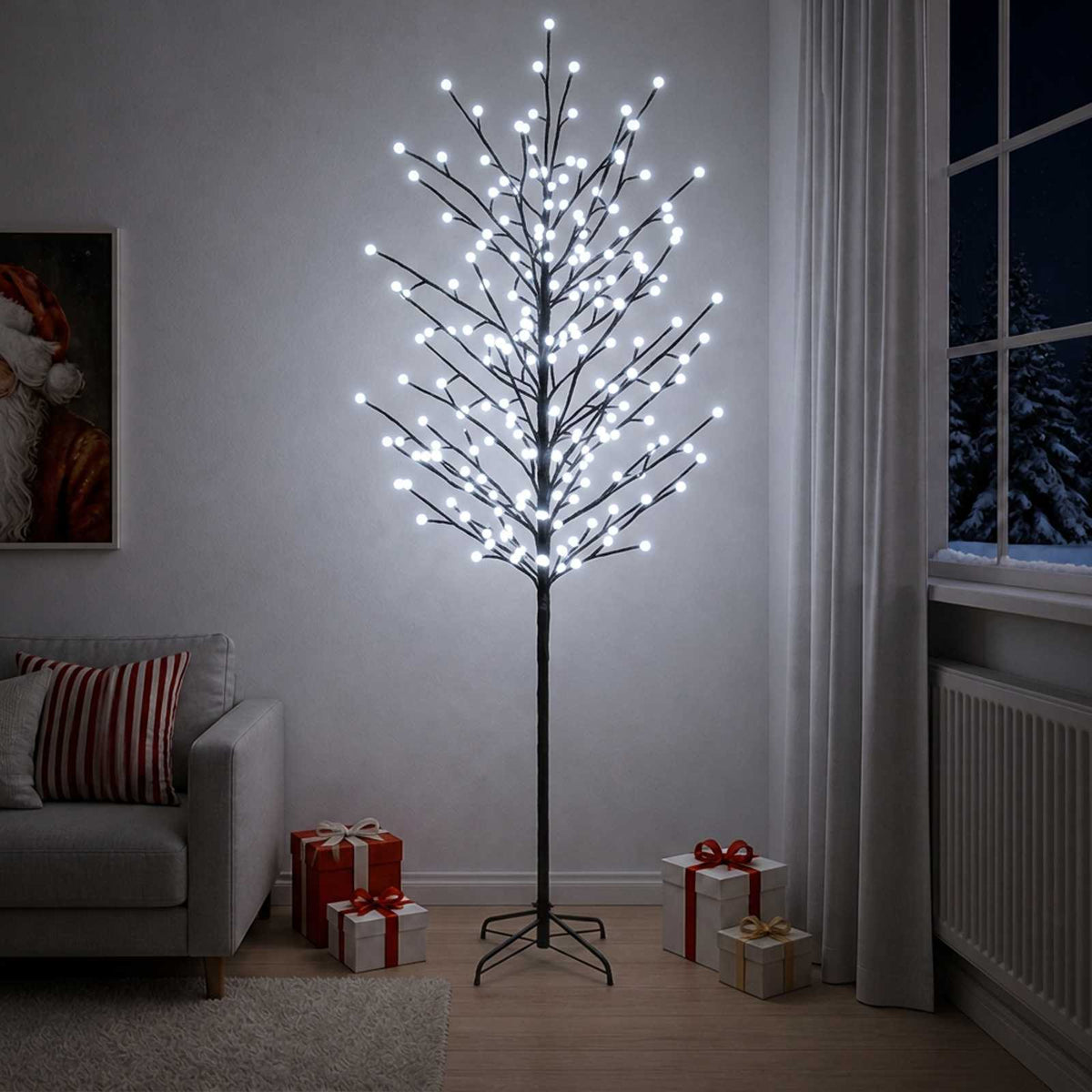 LED Ball Christmas Tree Black 240 cm Steel 280 LEDs