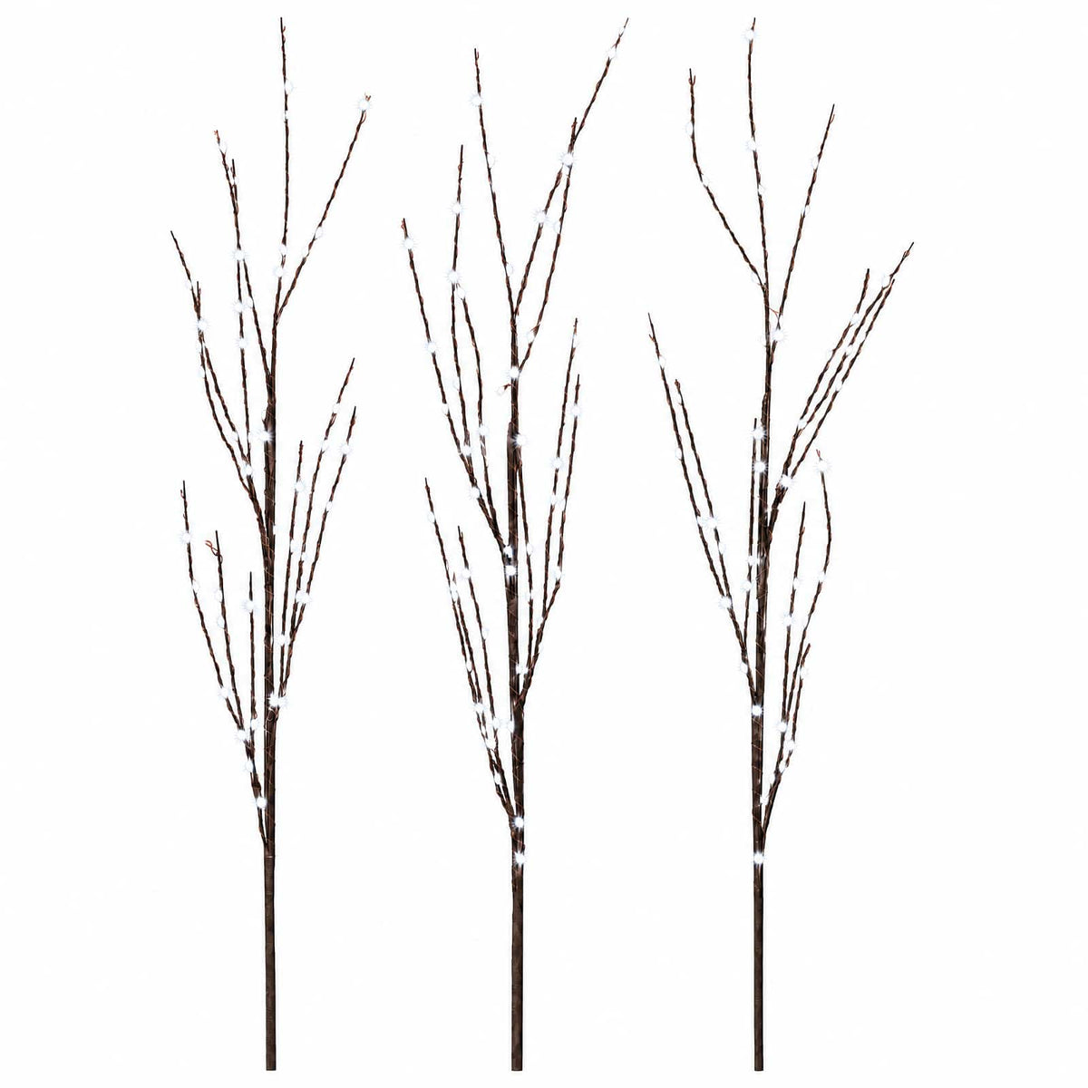 LED Copper Branch Christmas Decoration 3 pcs Brown 62 cm Steel