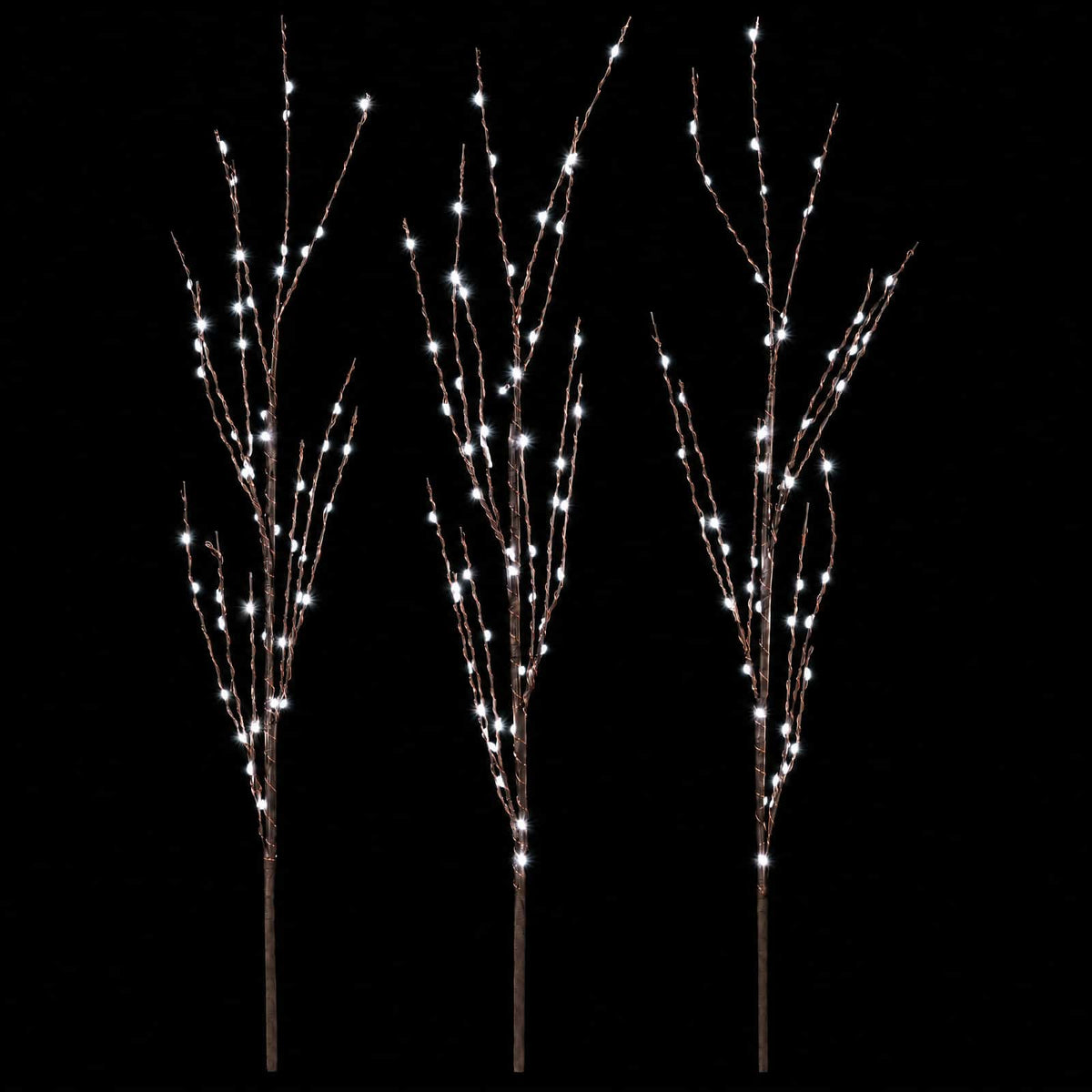 LED Copper Branch Christmas Decoration 3 pcs Brown 62 cm Steel