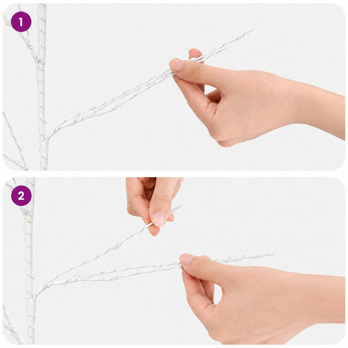 LED Copper Branch Christmas Decoration 3 pcs White 62 cm Steel