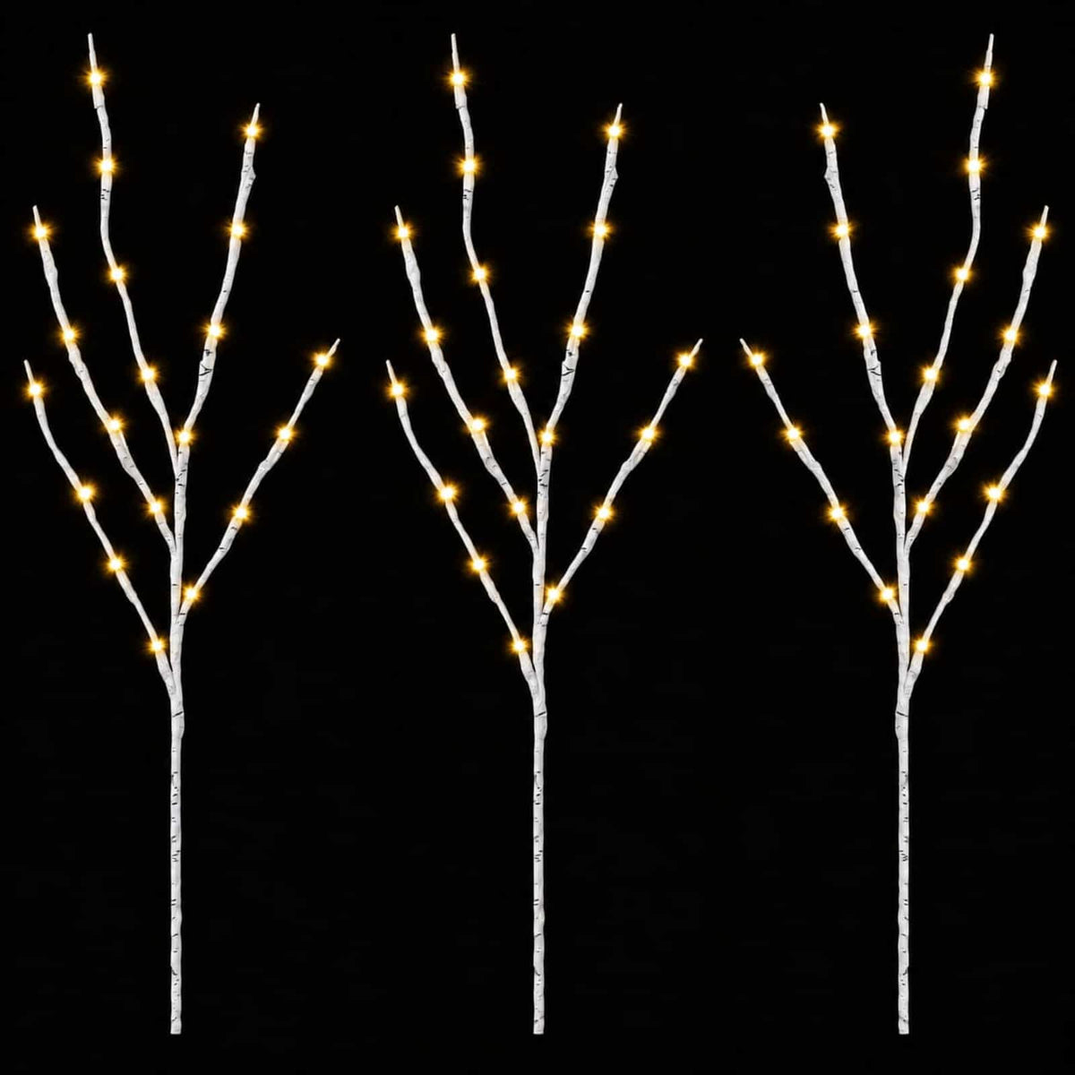 LED Copper Branch Christmas Decoration 3 pcs White 62 cm Steel