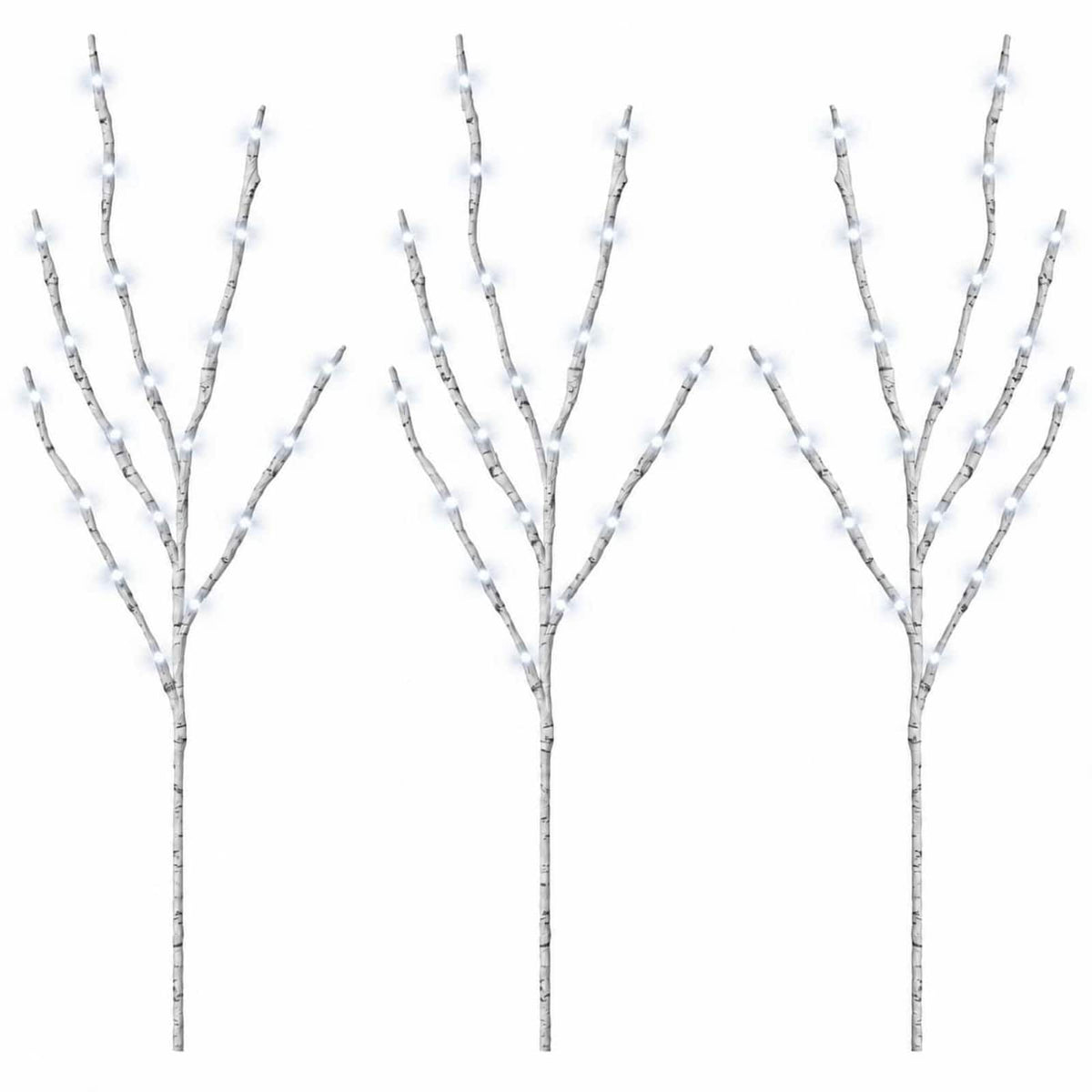 LED Copper Branch Christmas Decoration 3 pcs White 62 cm Steel