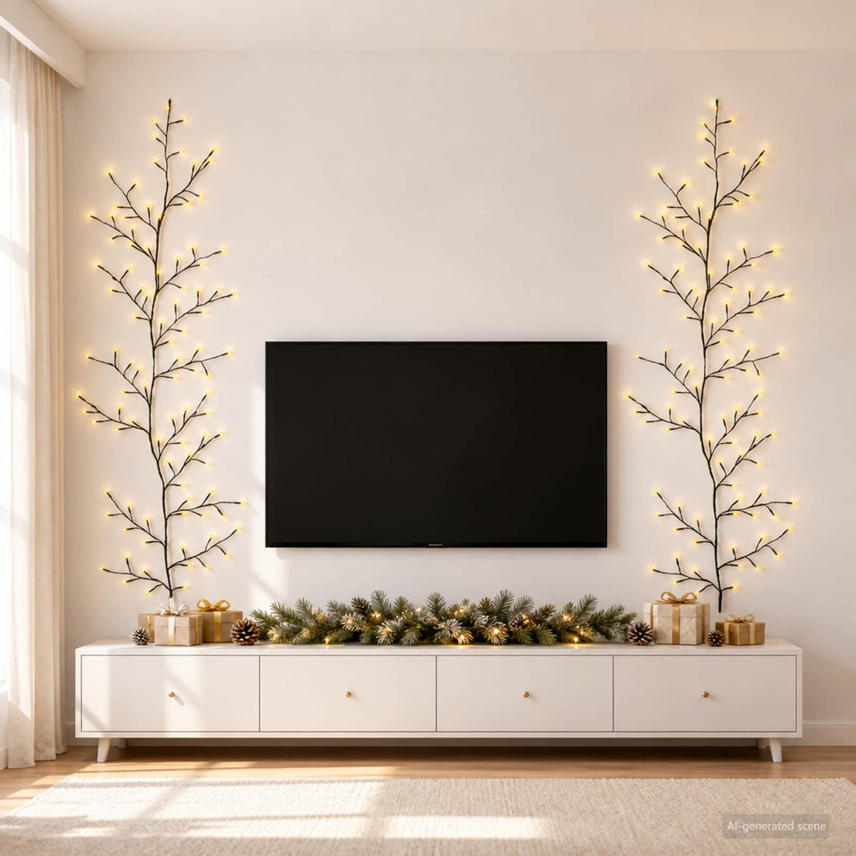 LED Willow Vine Christmas Decoration 2 pcs Black 180 cm Steel