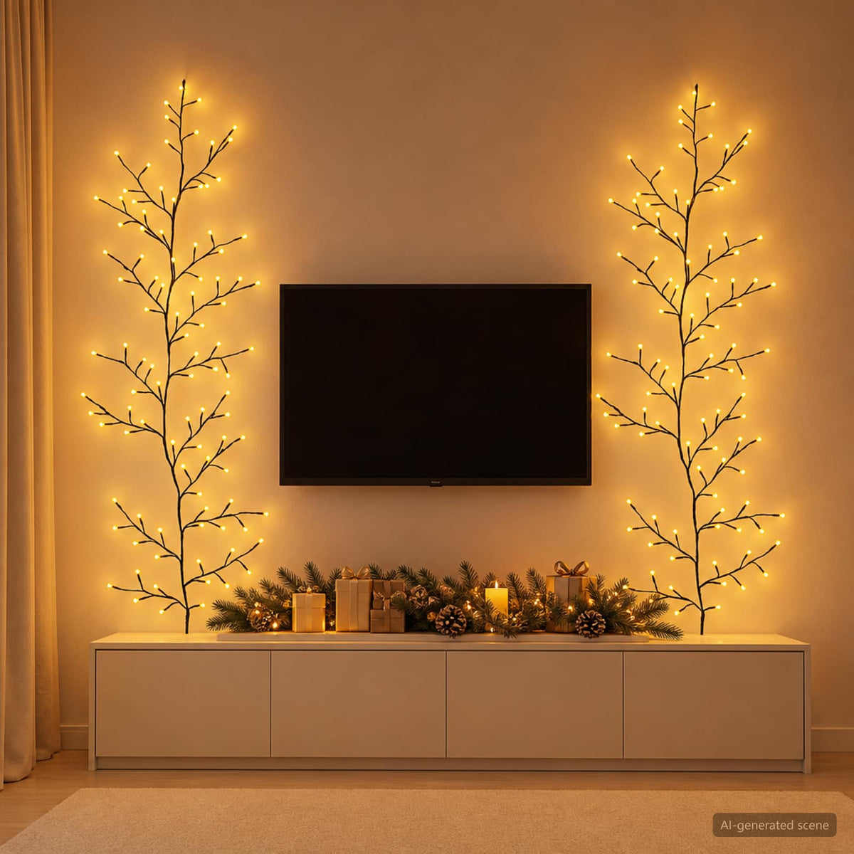 LED Willow Vine Christmas Decoration 2 pcs Black 180 cm Steel