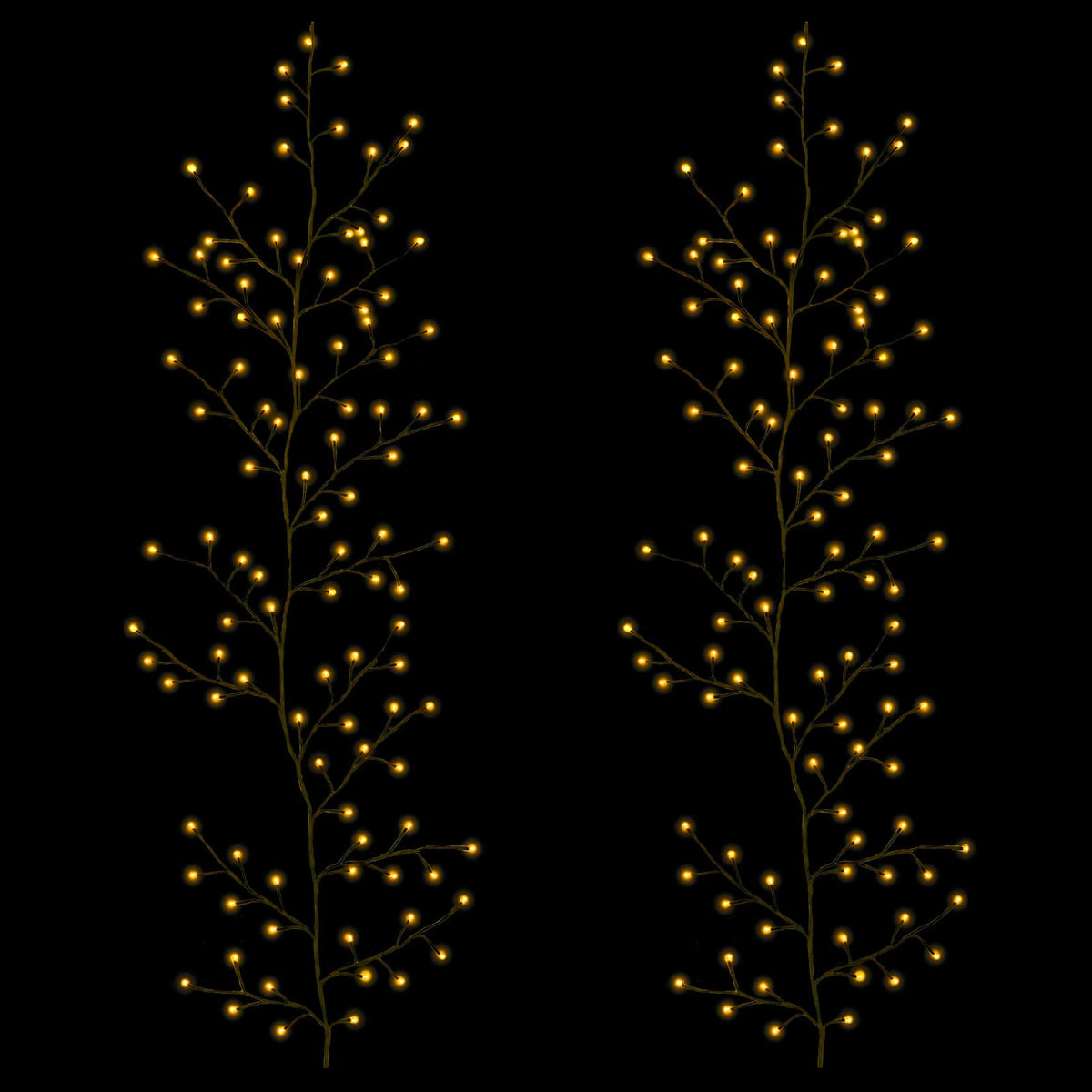 LED Willow Vine Christmas Decoration 2 pcs Black 180 cm Steel