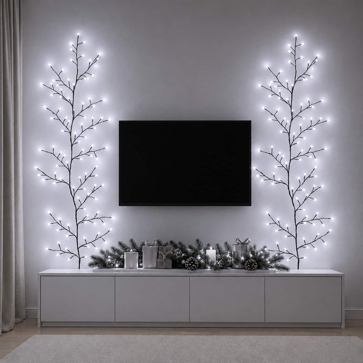 LED Willow Vine Christmas Decoration 2 pcs Black 180 cm Steel