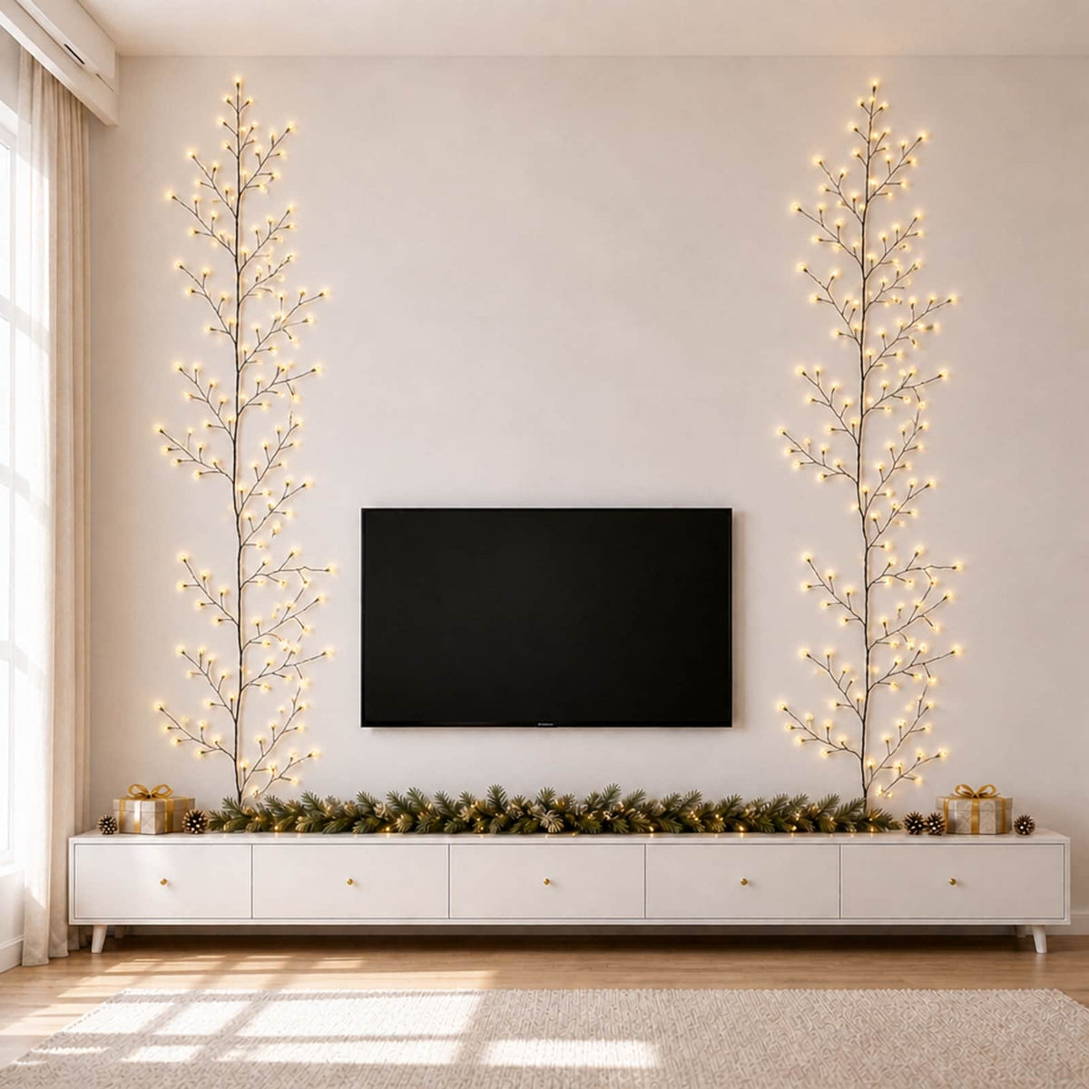 LED Willow Vine Christmas Decoration 2 pcs Black 270 cm Steel