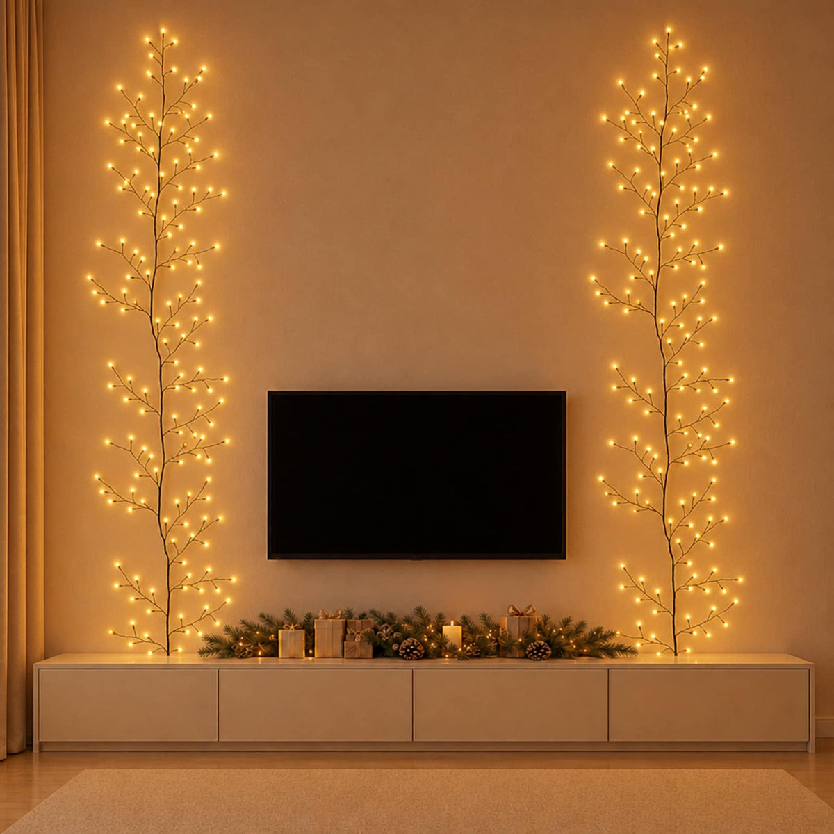LED Willow Vine Christmas Decoration 2 pcs Black 270 cm Steel