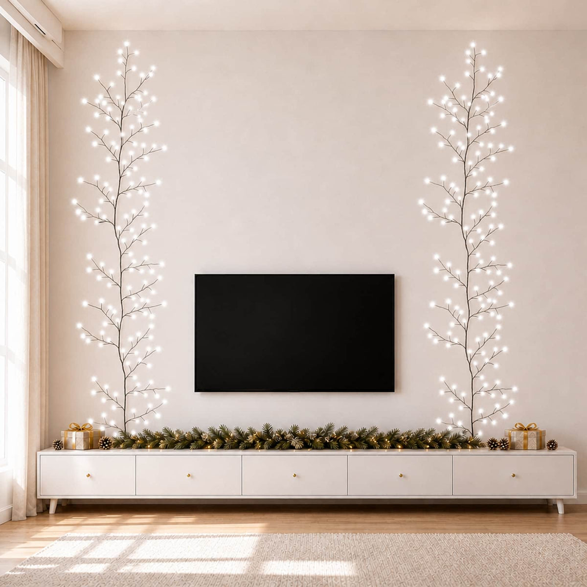 LED Willow Vine Christmas Decoration 2 pcs Black 270 cm Steel