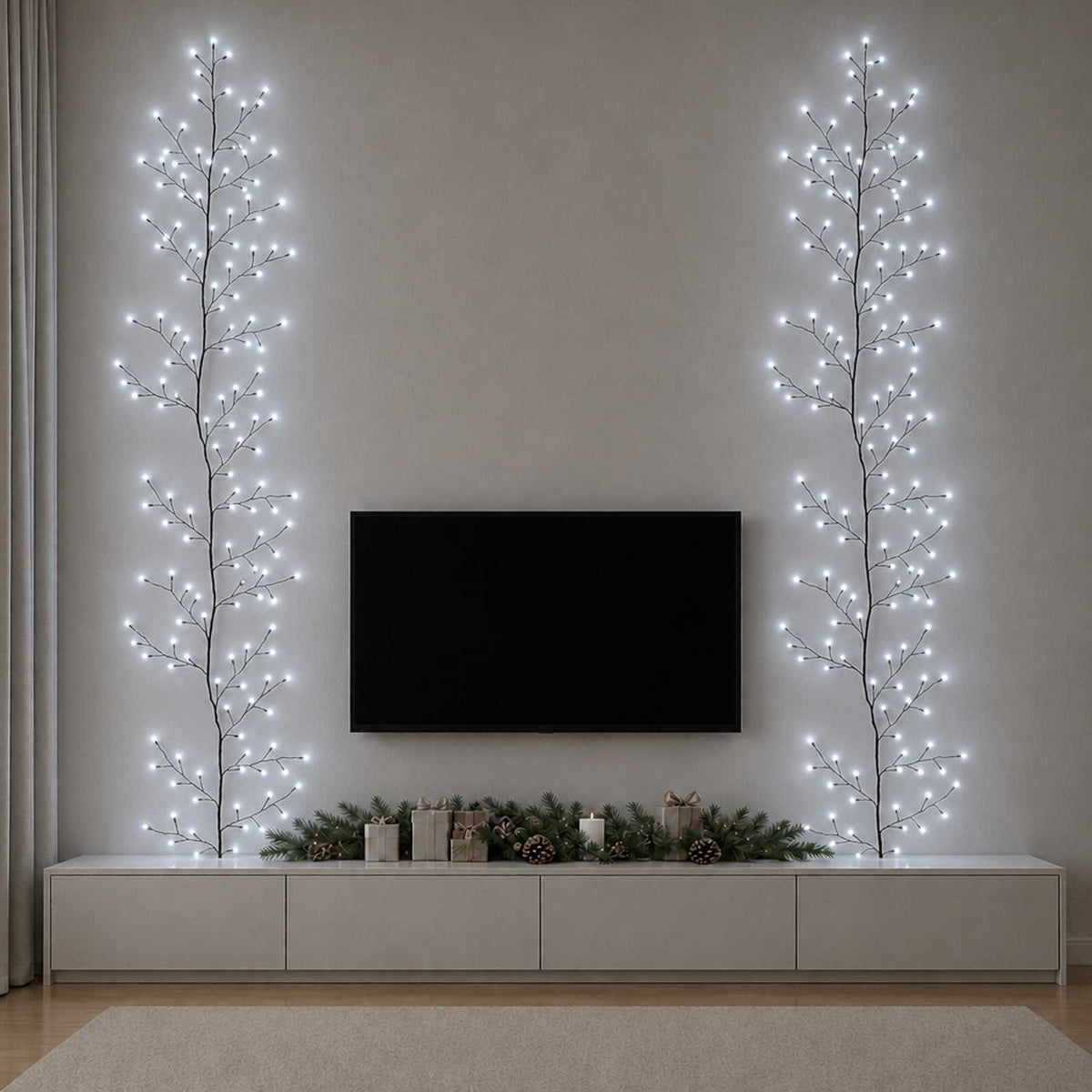 LED Willow Vine Christmas Decoration 2 pcs Black 270 cm Steel