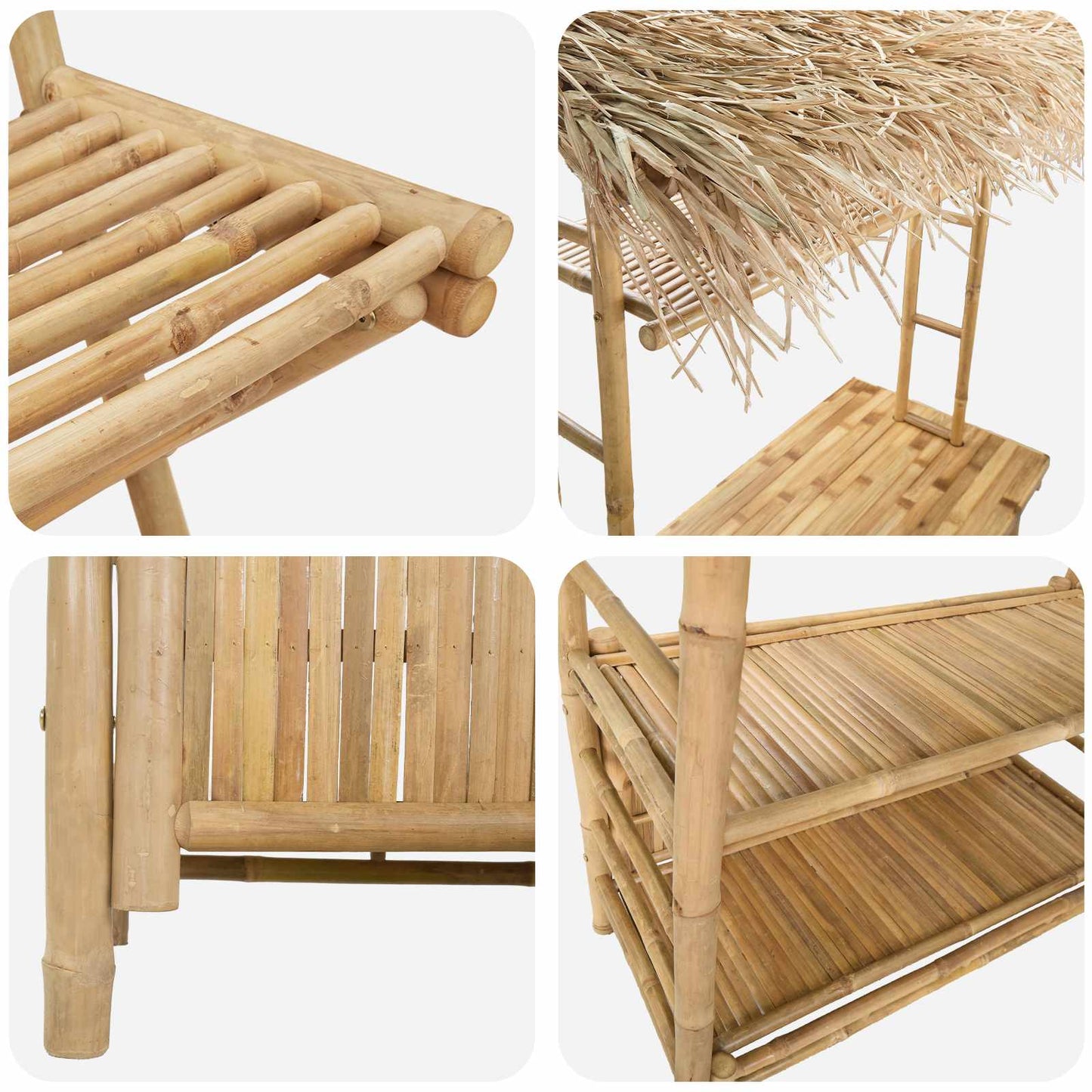 Outdoor Bar Table and Stools 3 pcs Natural Bamboo