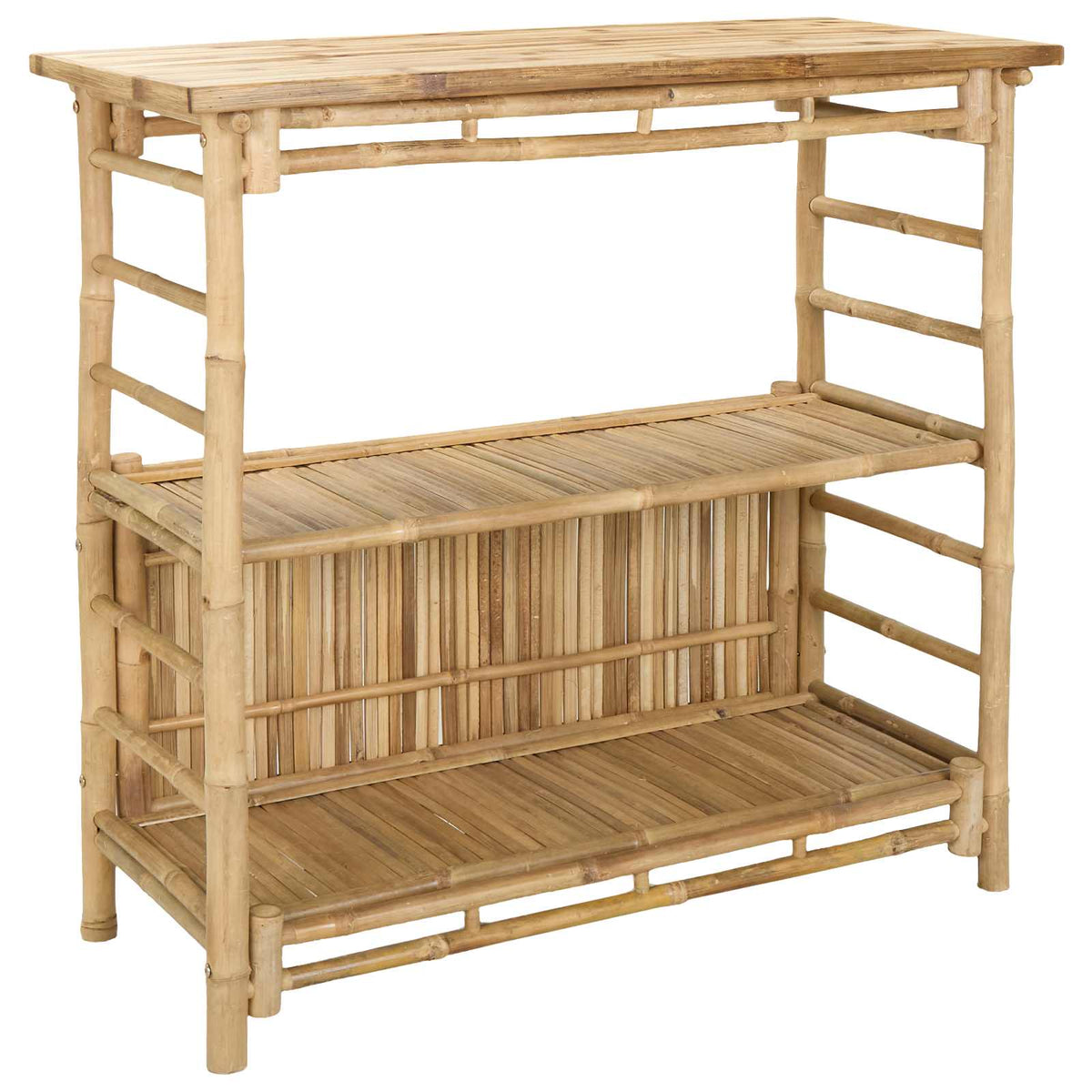 Outdoor Bar Table and Stools 3 pcs Natural Bamboo