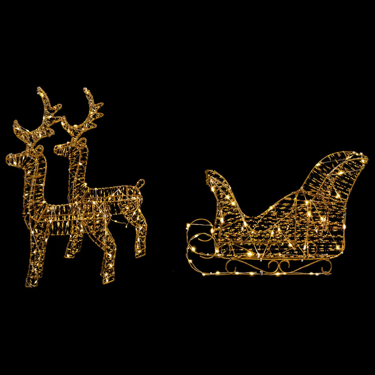 Christmas Reindeer with sleigh 5 pcs 240 LEDs Warm White